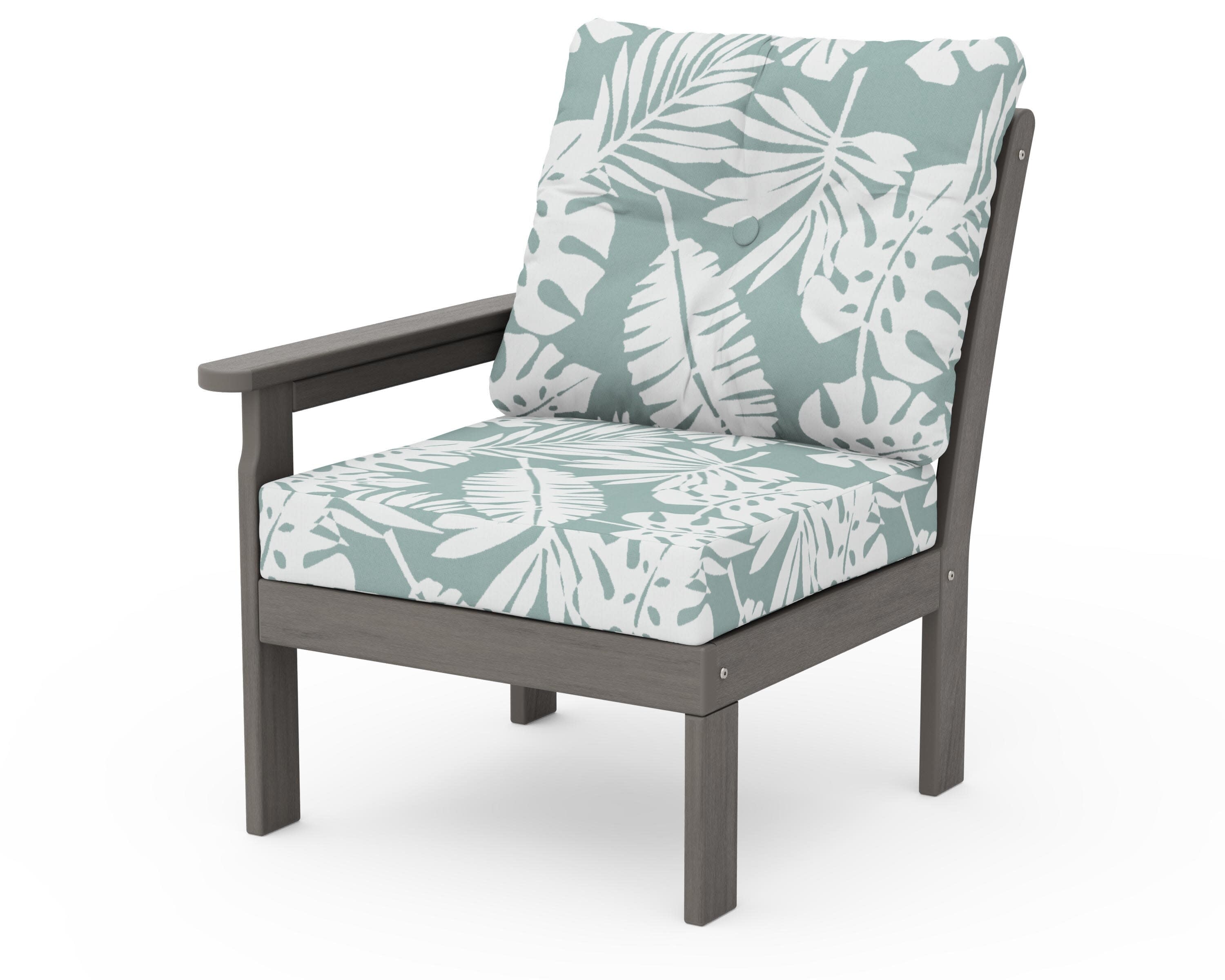 Vineyard Modular Left Arm Chair in Driftwood / Leaf Glacier Spa