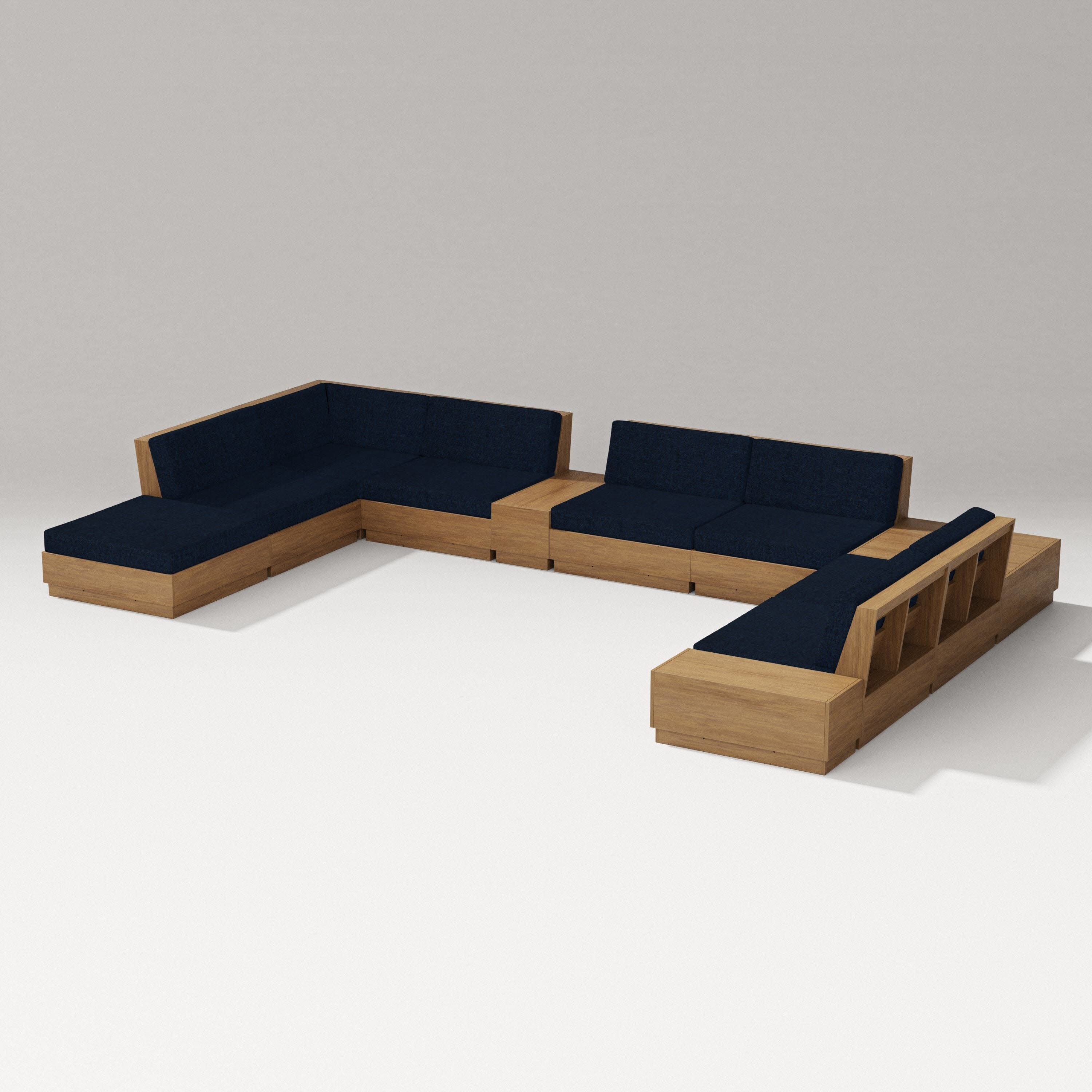 Elevate 11-Piece Conversation Sectional Set in Natural / Marine Indigo