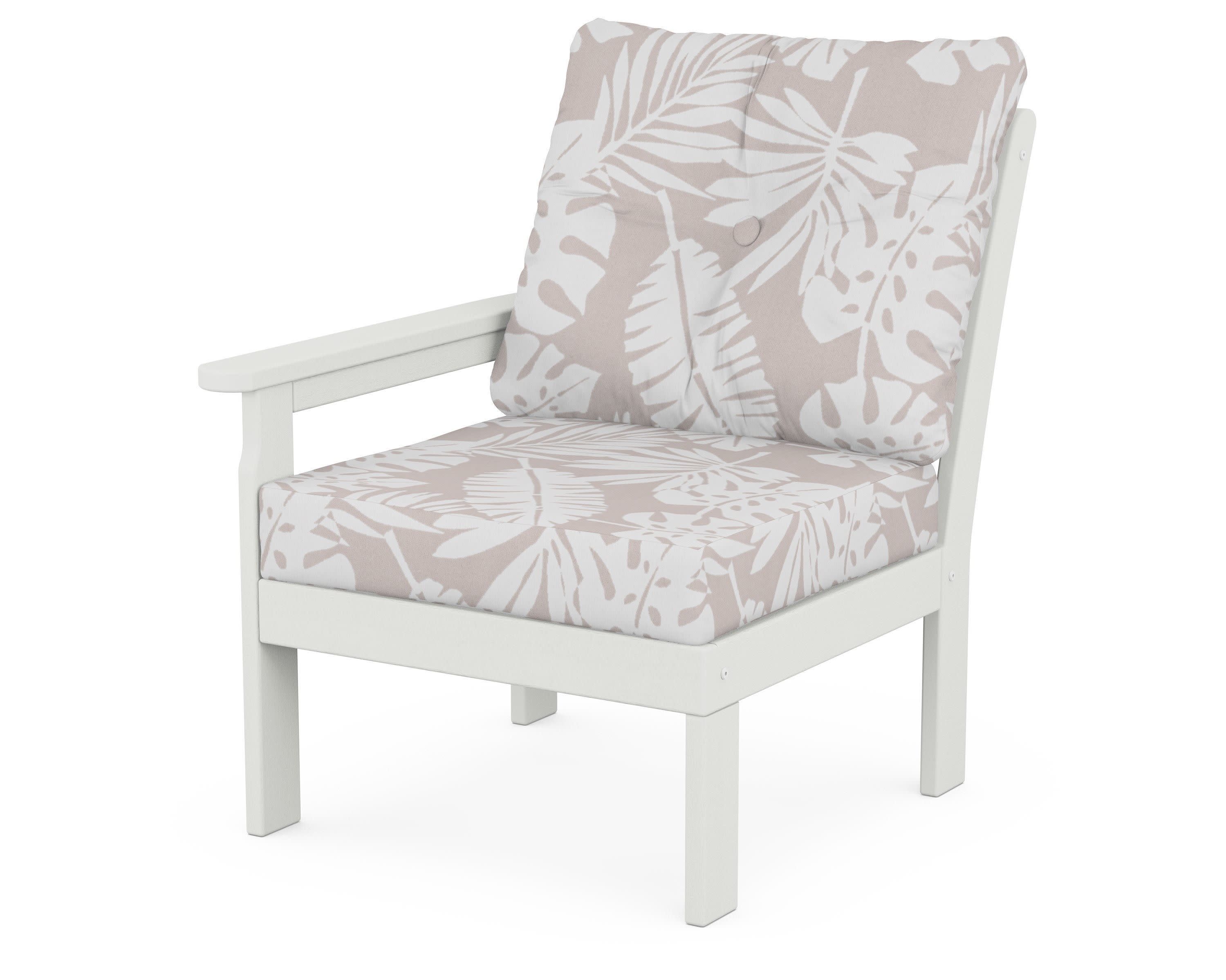 Vineyard Modular Left Arm Chair in Vintage White / Leaf Dune Burlap