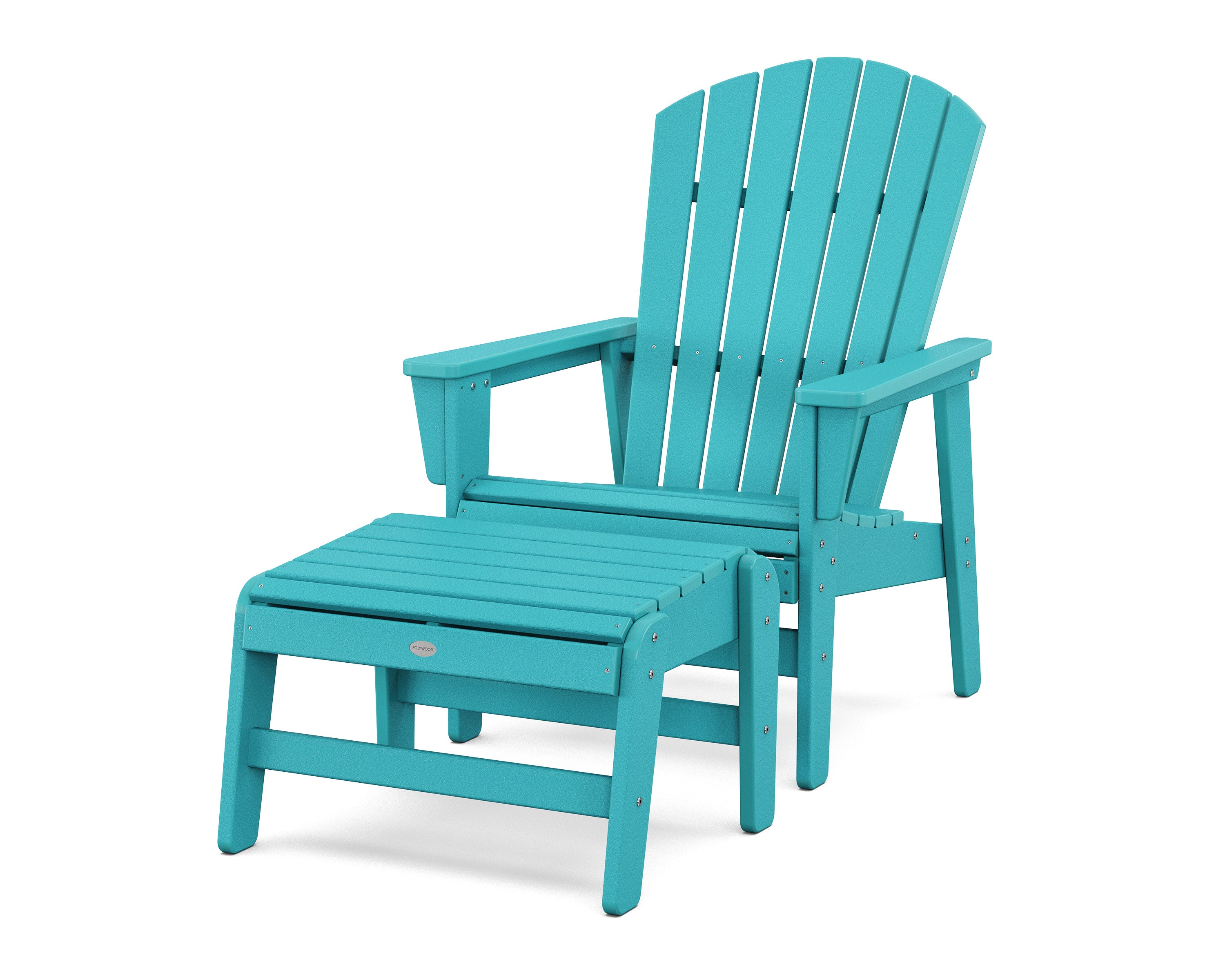 Nautical Grand Upright Adirondack Chair with Ottoman in Aruba