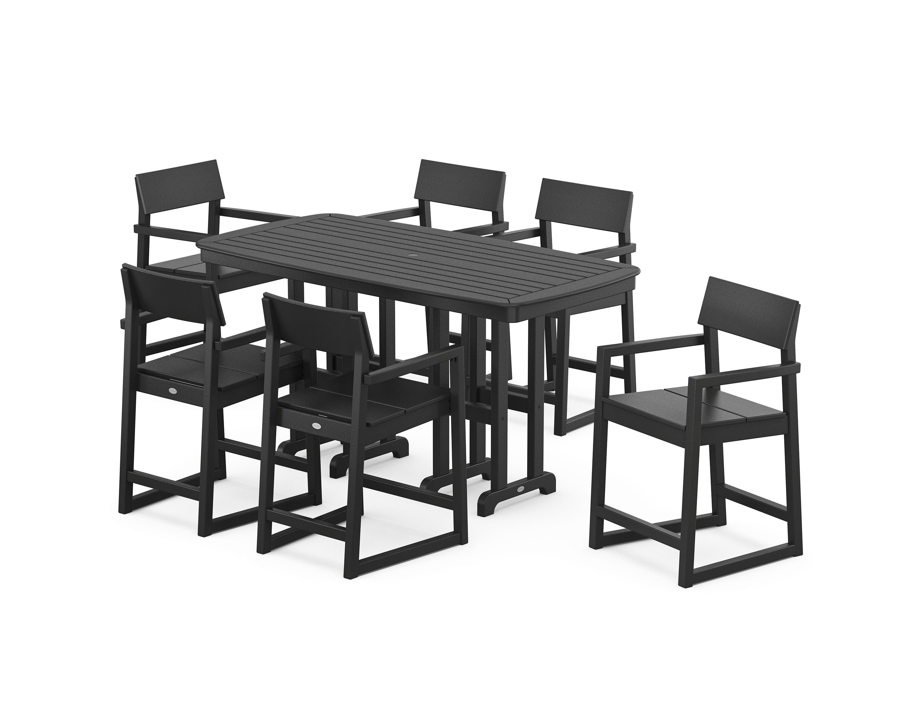EDGE Arm Chair 7-Piece Counter Set in Black