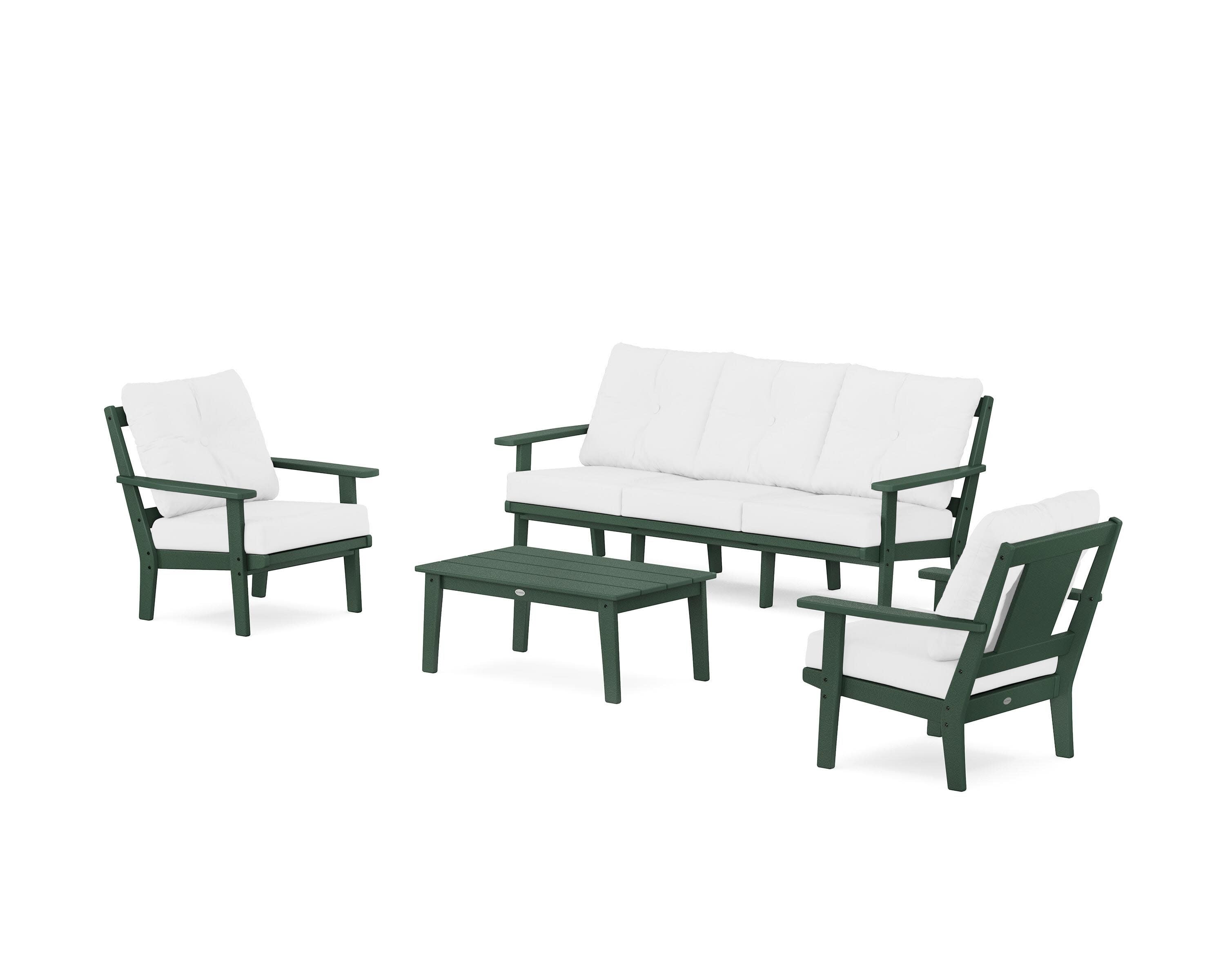 Prairie 4-Piece Deep Seating Set with Sofa in Green / Natural