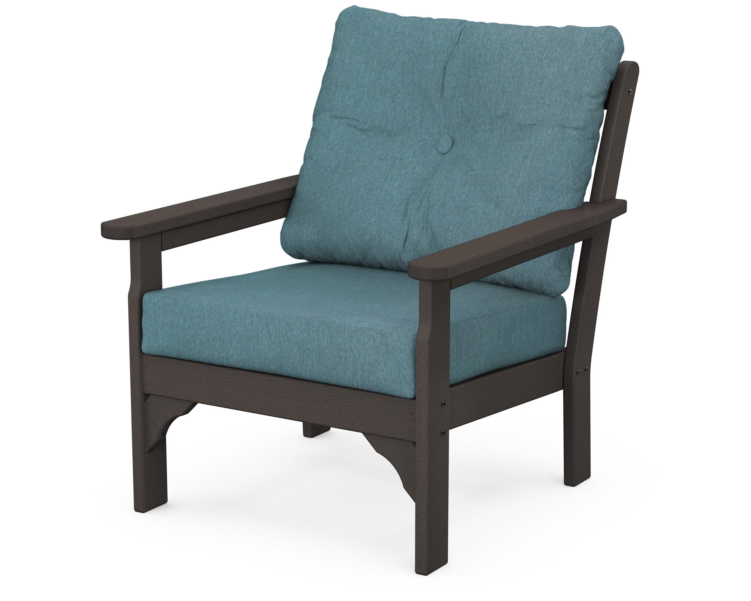 Vineyard Deep Seating Chair in Vintage Coffee / Ocean Teal