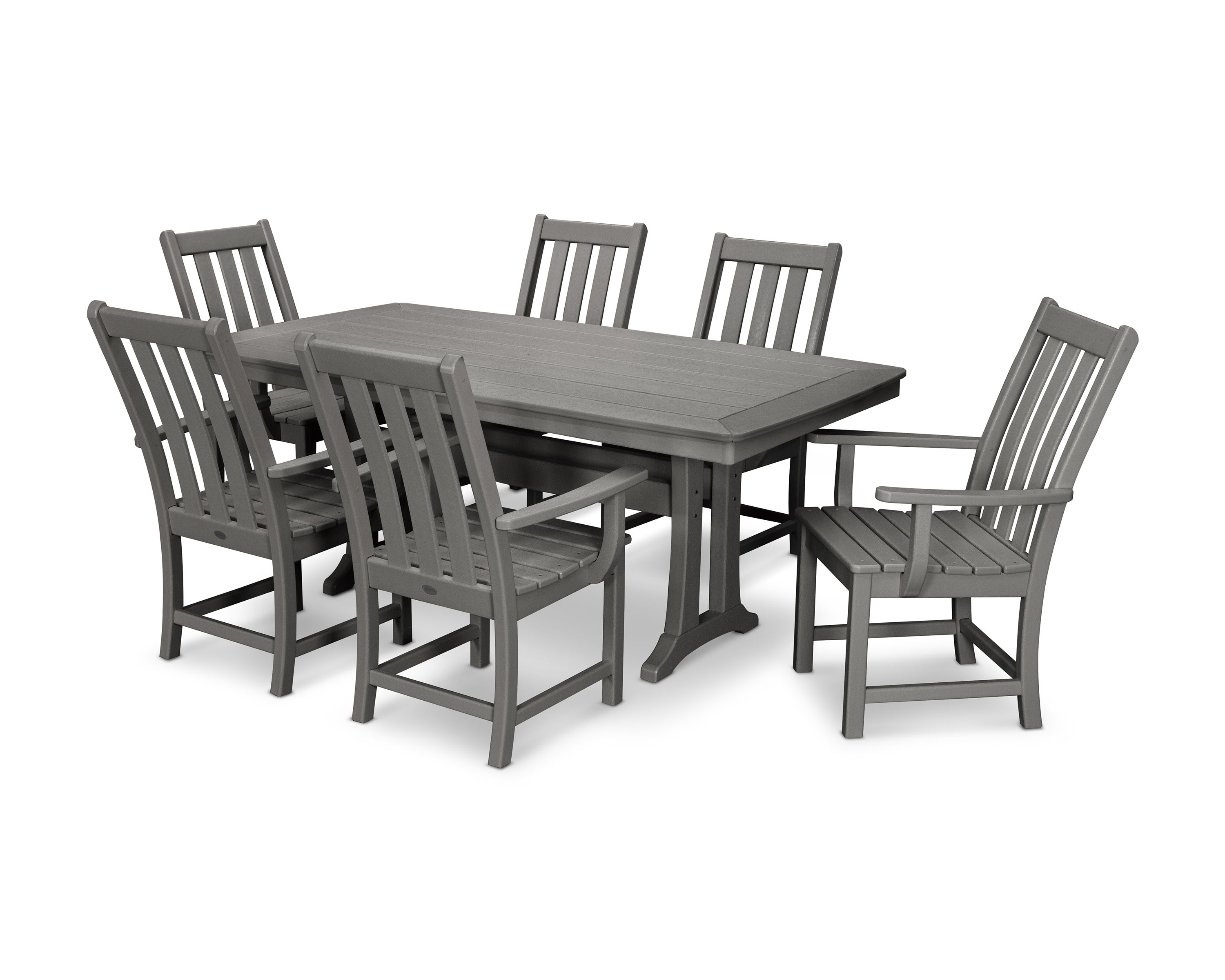 Vineyard 7-Piece Arm Chair Dining Set in Slate Grey