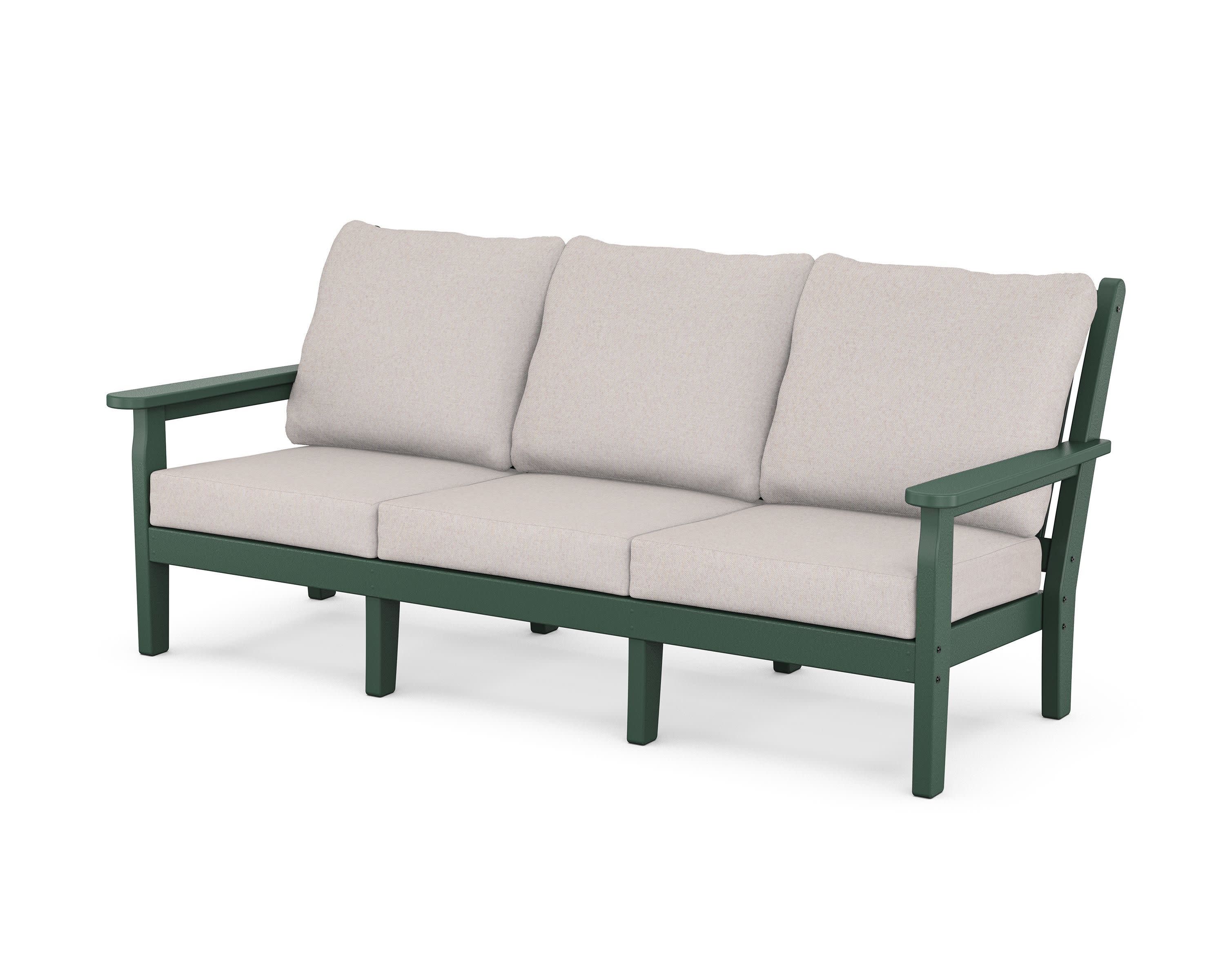 Chippendale Deep Seating Sofa in Green / Dune Burlap