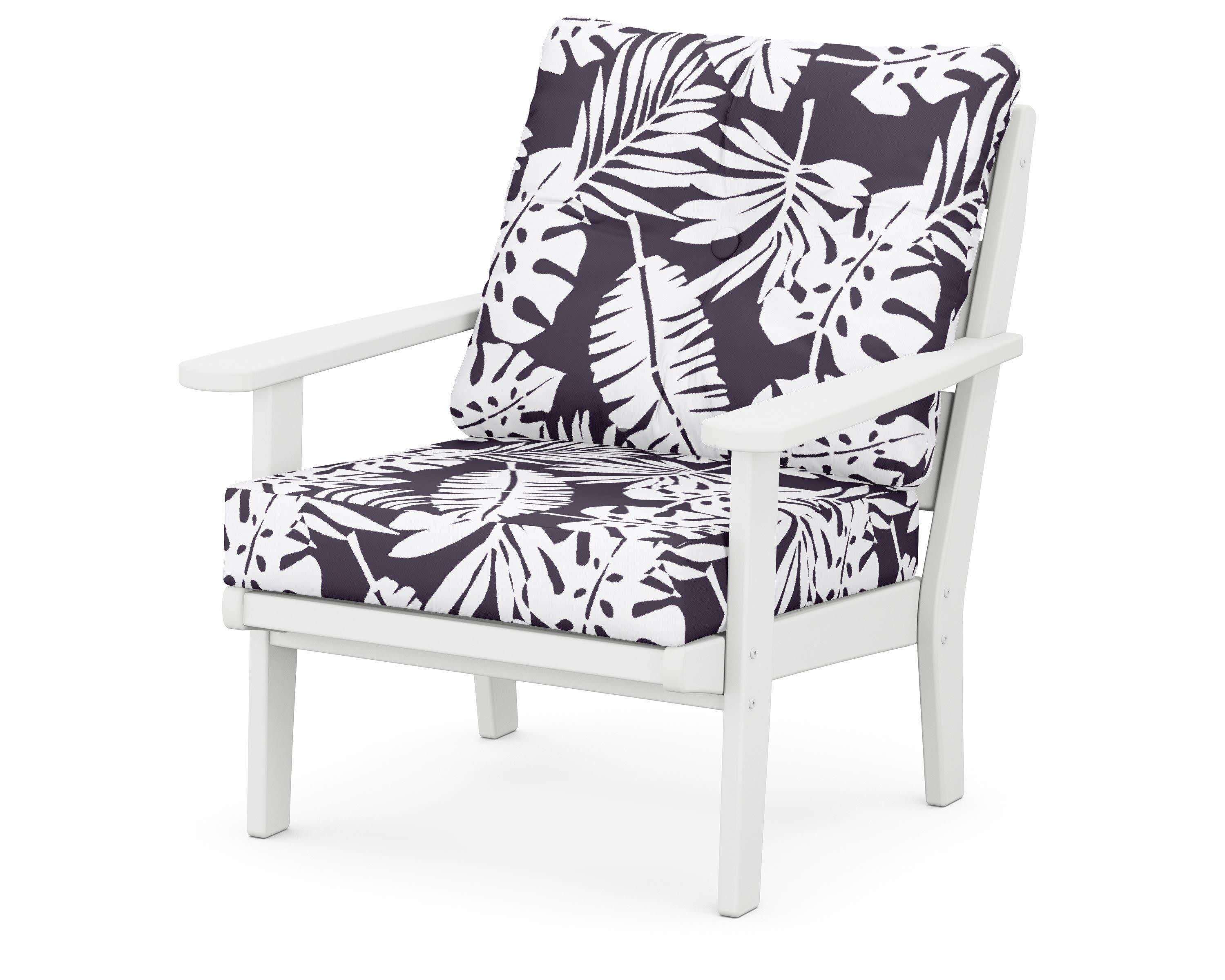Lakeside Deep Seating Chair in White / Leaf Navy