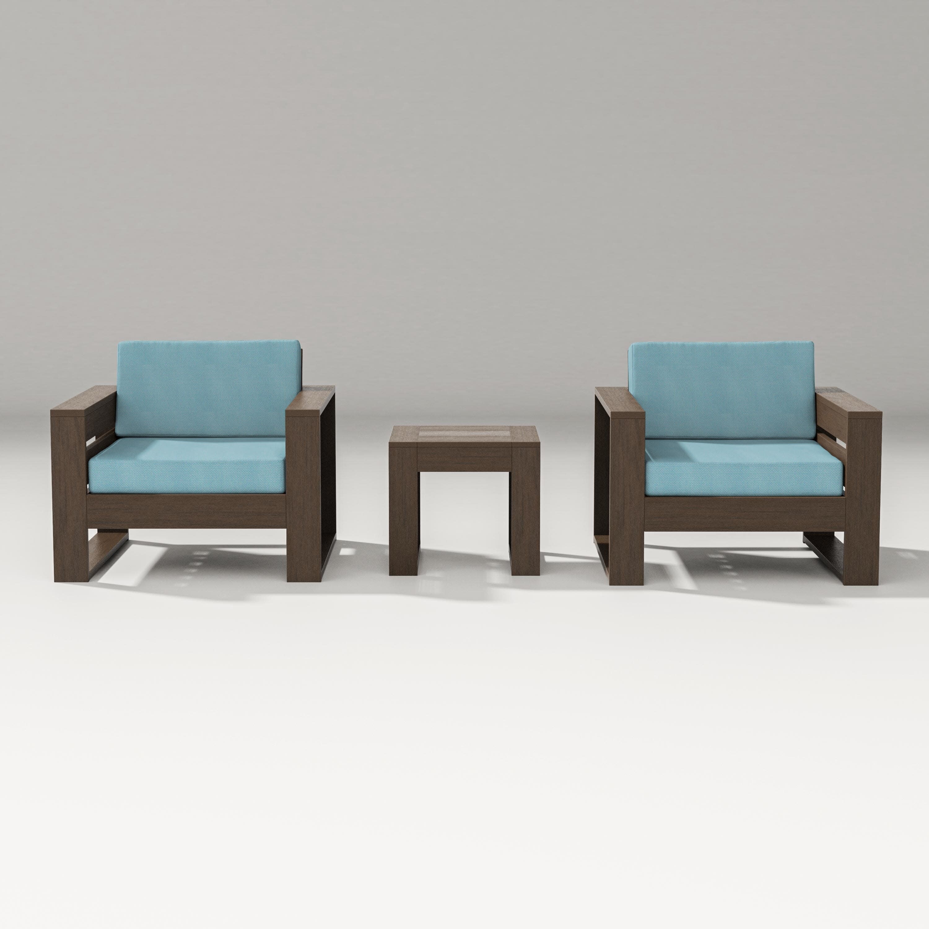Latitude 3-Piece Lounge Chair Set in Kona / Lattice Sky Blue