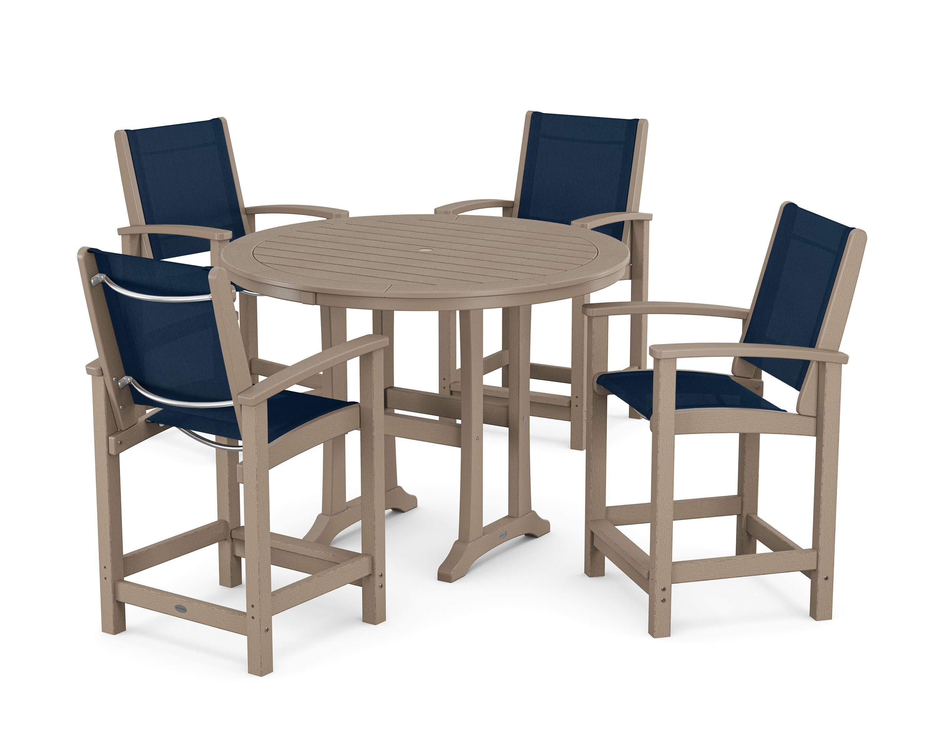 Coastal 5-Piece Counter Set in Vintage Sahara / Navy Blue Sling