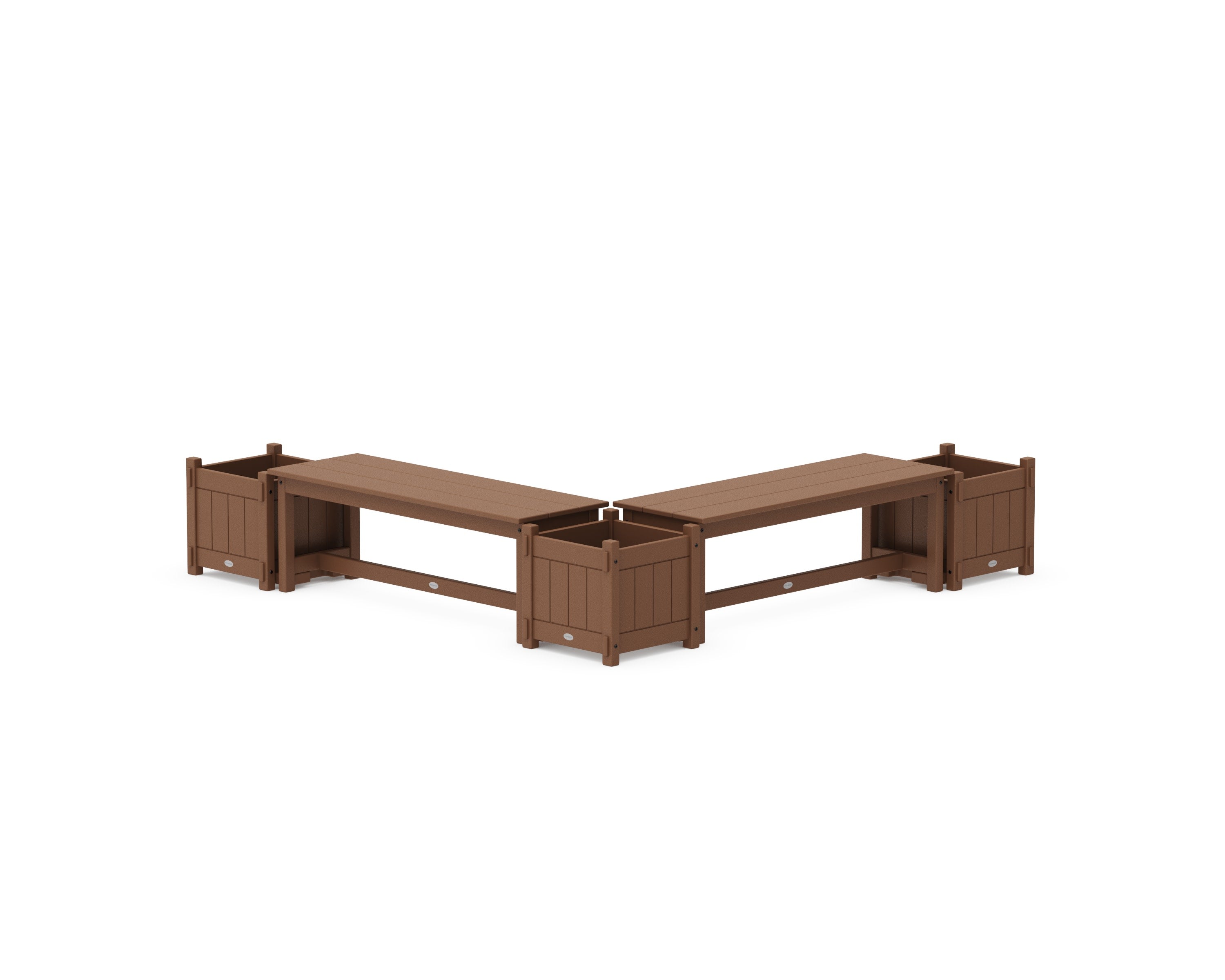 48" Vineyard L- Shaped Planter Bench Corner Set in Teak