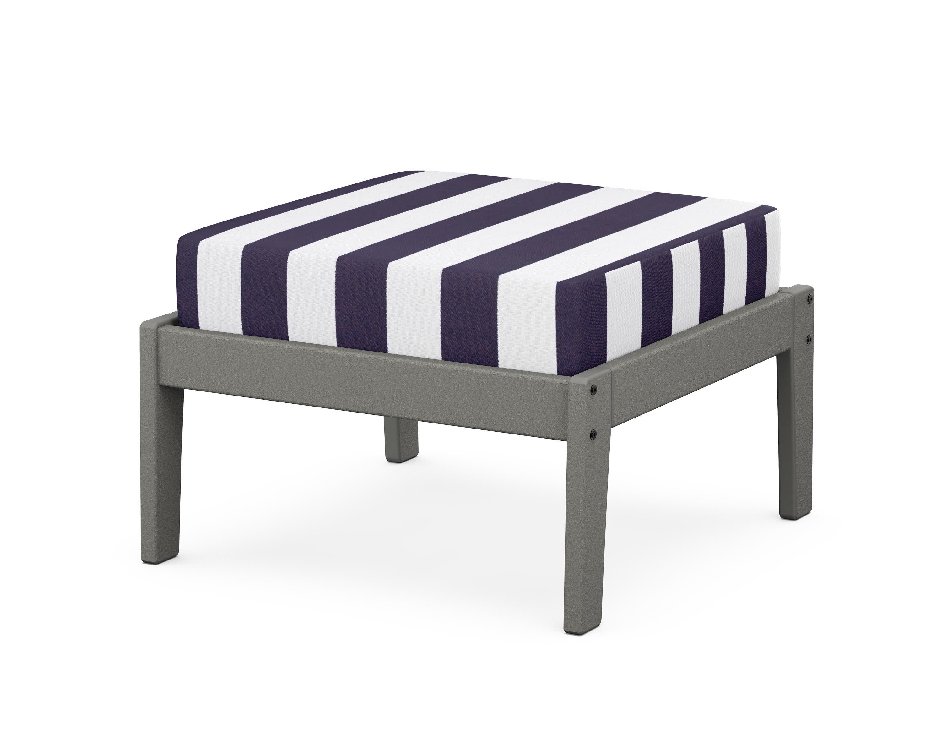 Deep Seating Ottoman in Slate Grey / Cabana Stripe Navy