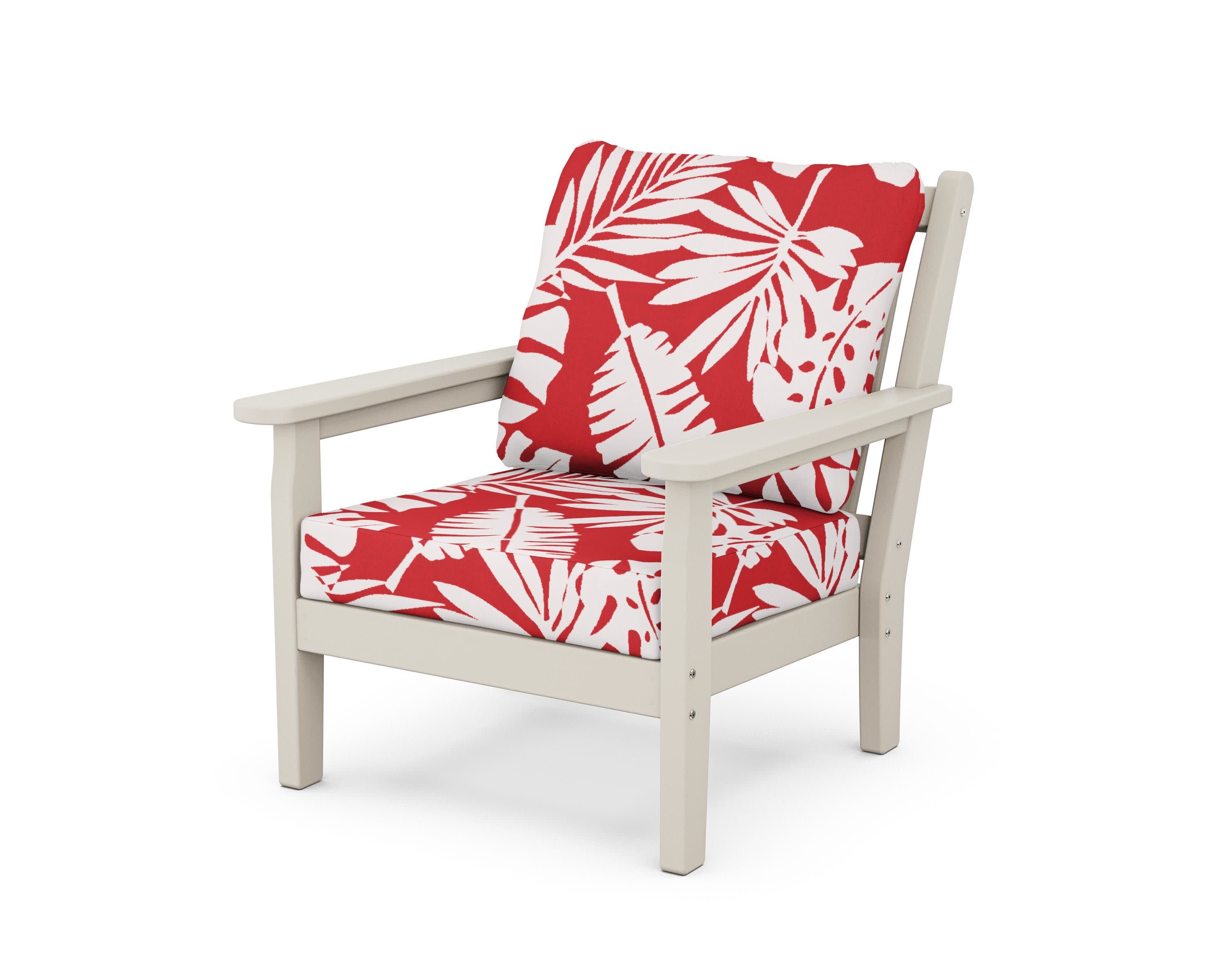 Chippendale Deep Seating Chair in Sand / Leaf Crimson