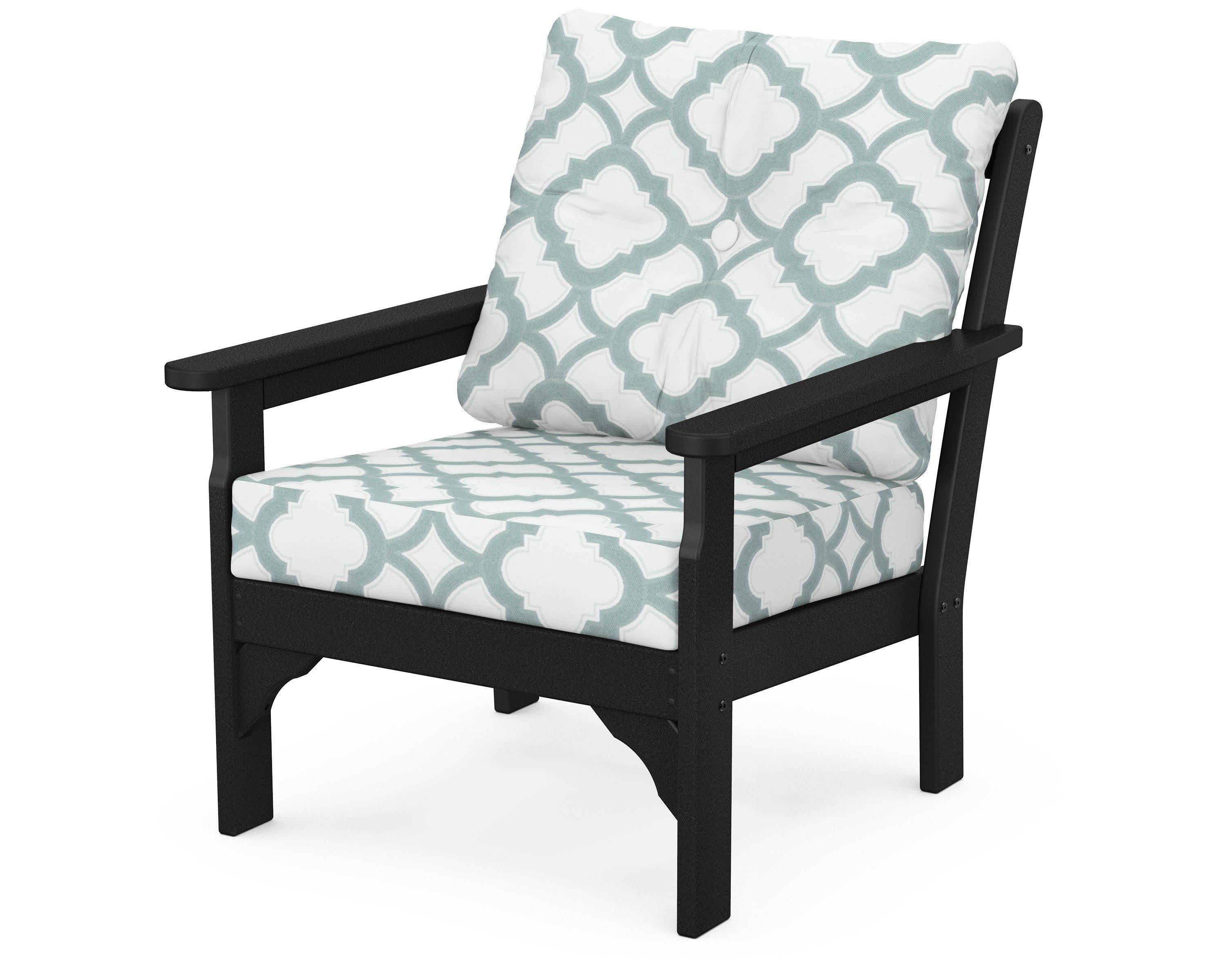 Vineyard Deep Seating Chair in Black / Trellis Glacier Spa