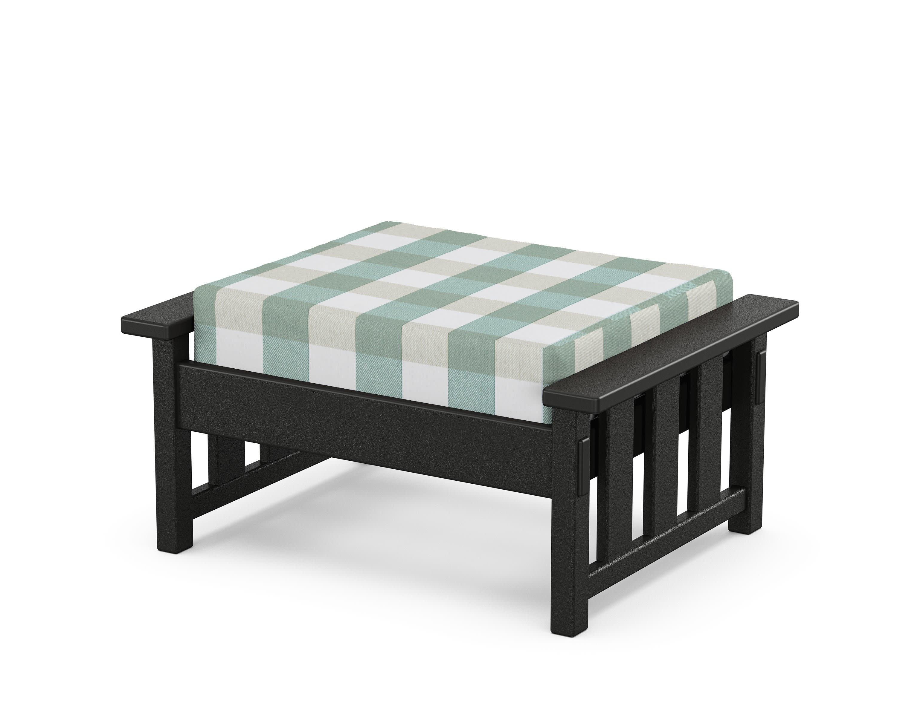 Acadia Deep Seating Ottoman in Black / Buffalo Plaid Glacier Spa