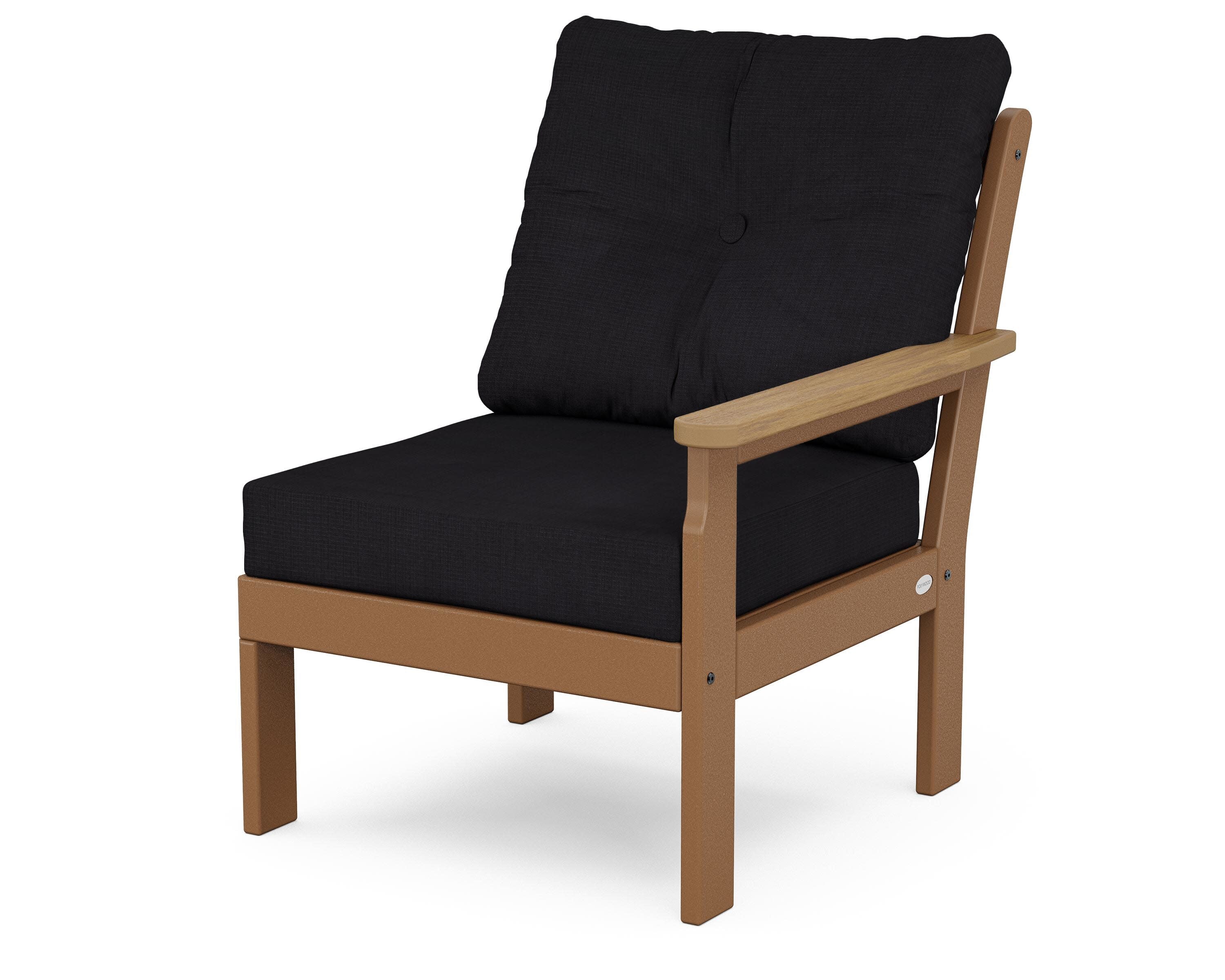Vineyard Modular Right Arm Chair in Teak / Natural / Midnight Linen