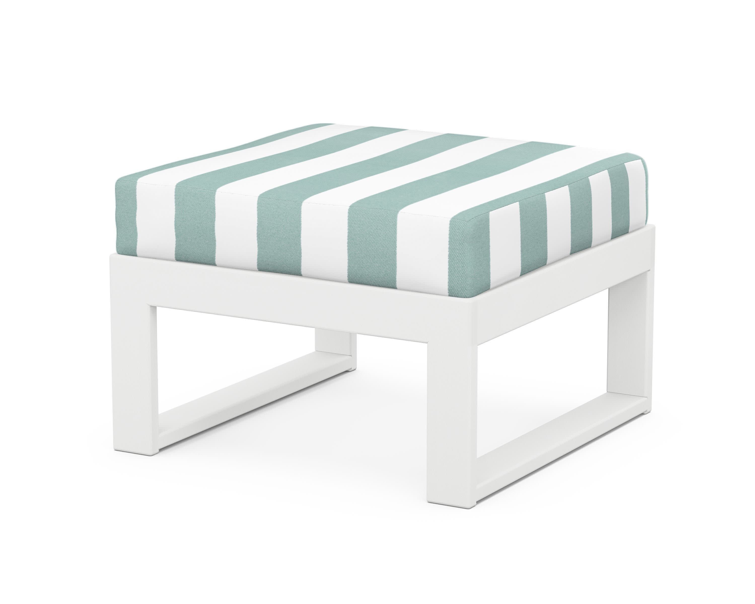 Modular Ottoman - Modern in White / Cabana Stripe Glacier Spa
