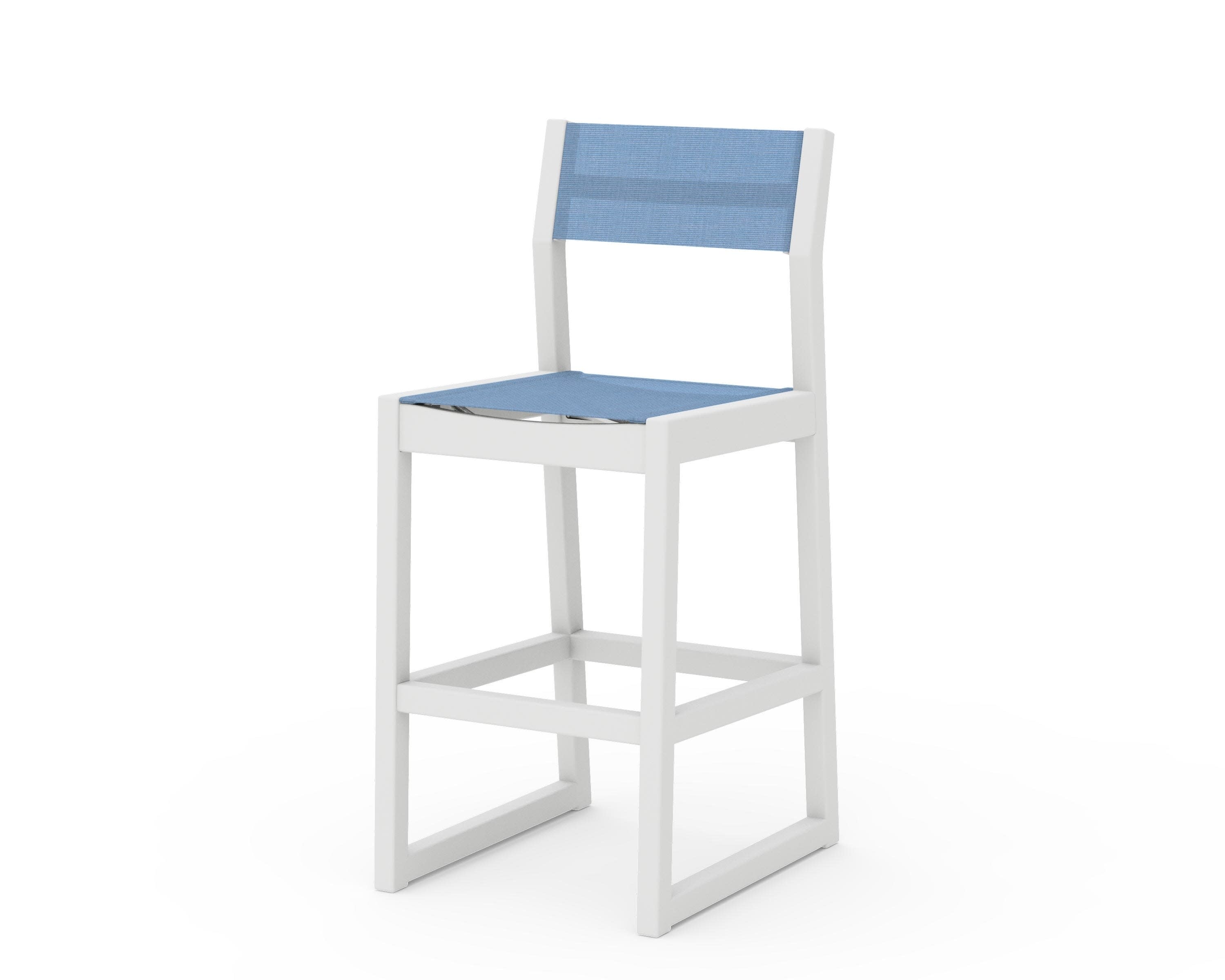 EDGE Sling Bar Side Chair in White / Poolside Sling