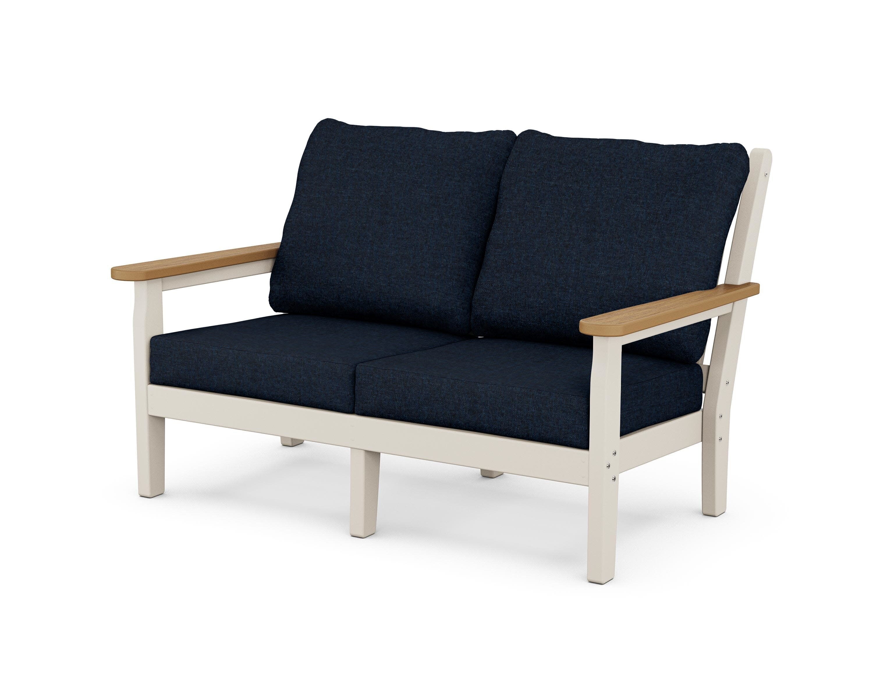 Chippendale Deep Seating Loveseat in Sand / Natural / Marine Indigo