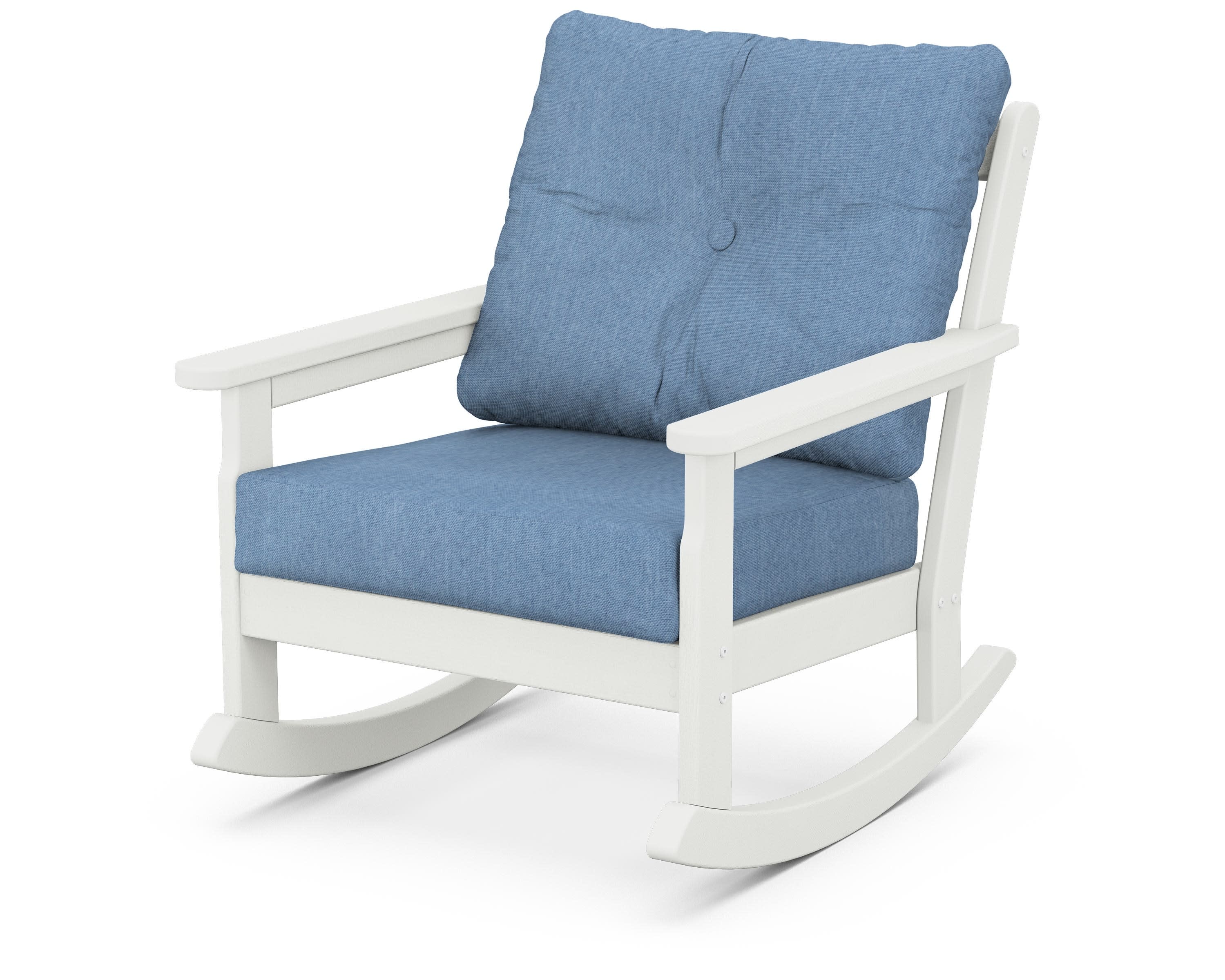 Vineyard Deep Seating Rocking Chair in Vintage White / Sky Blue