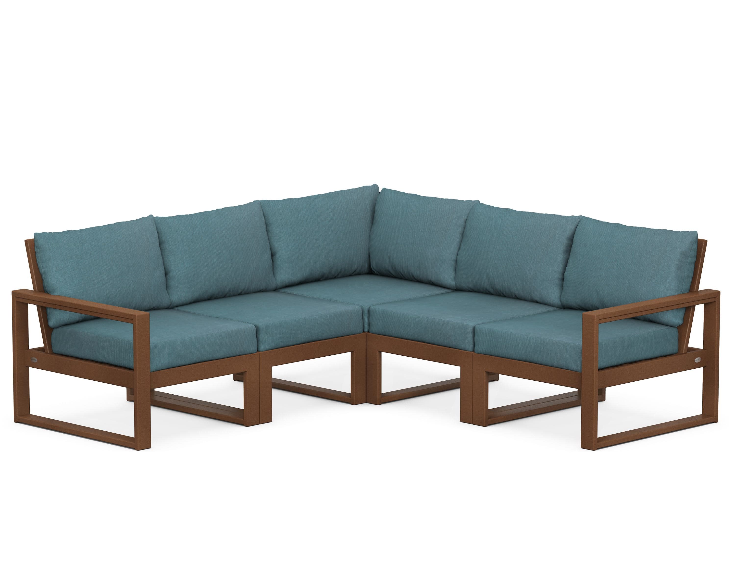 EDGE 5-Piece Modular Deep Seating Set in Teak / Ocean Teal