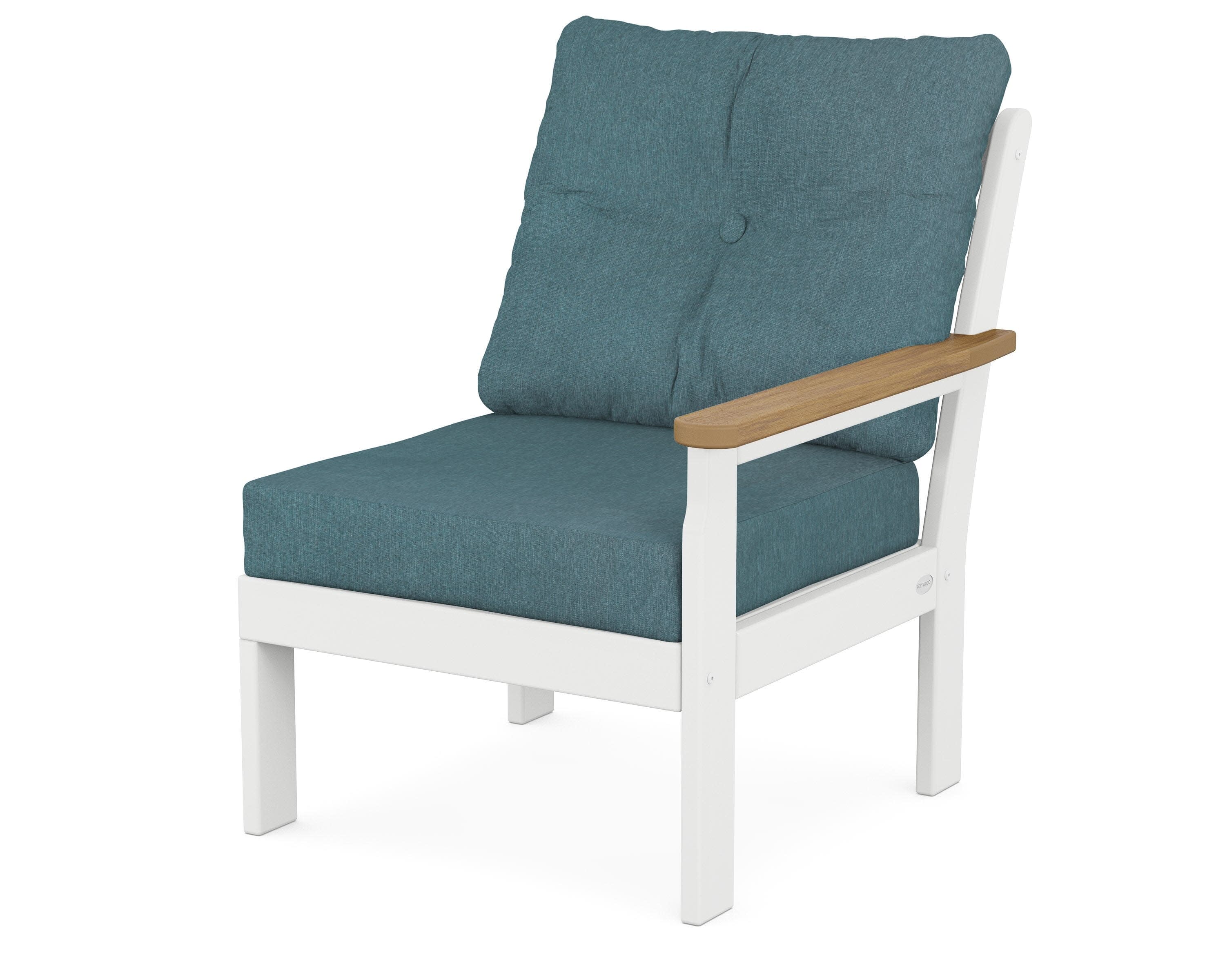 Vineyard Modular Right Arm Chair in White / Natural / Ocean Teal