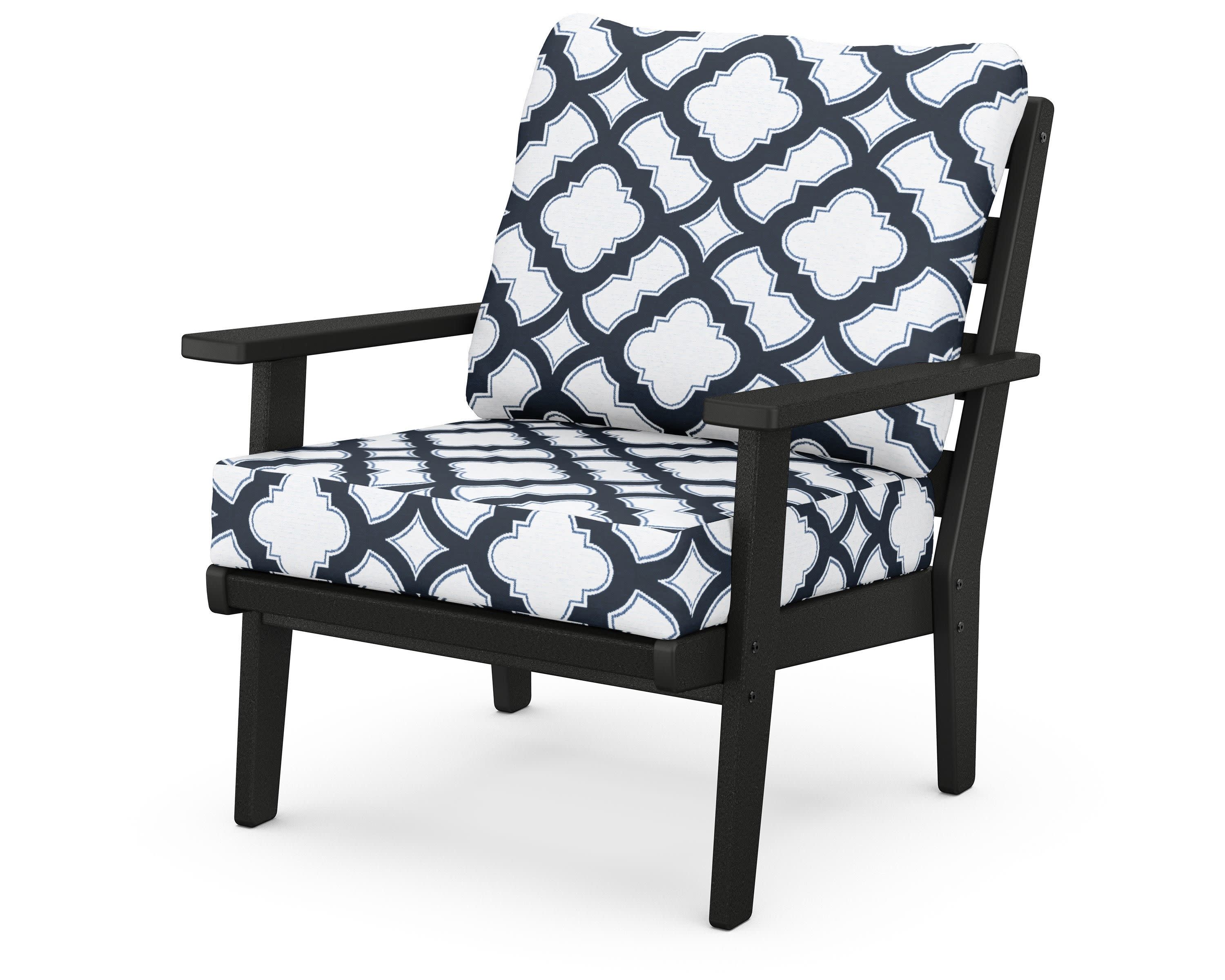 Grant Park Deep Seating Chair in Black / Trellis Marine Indigo