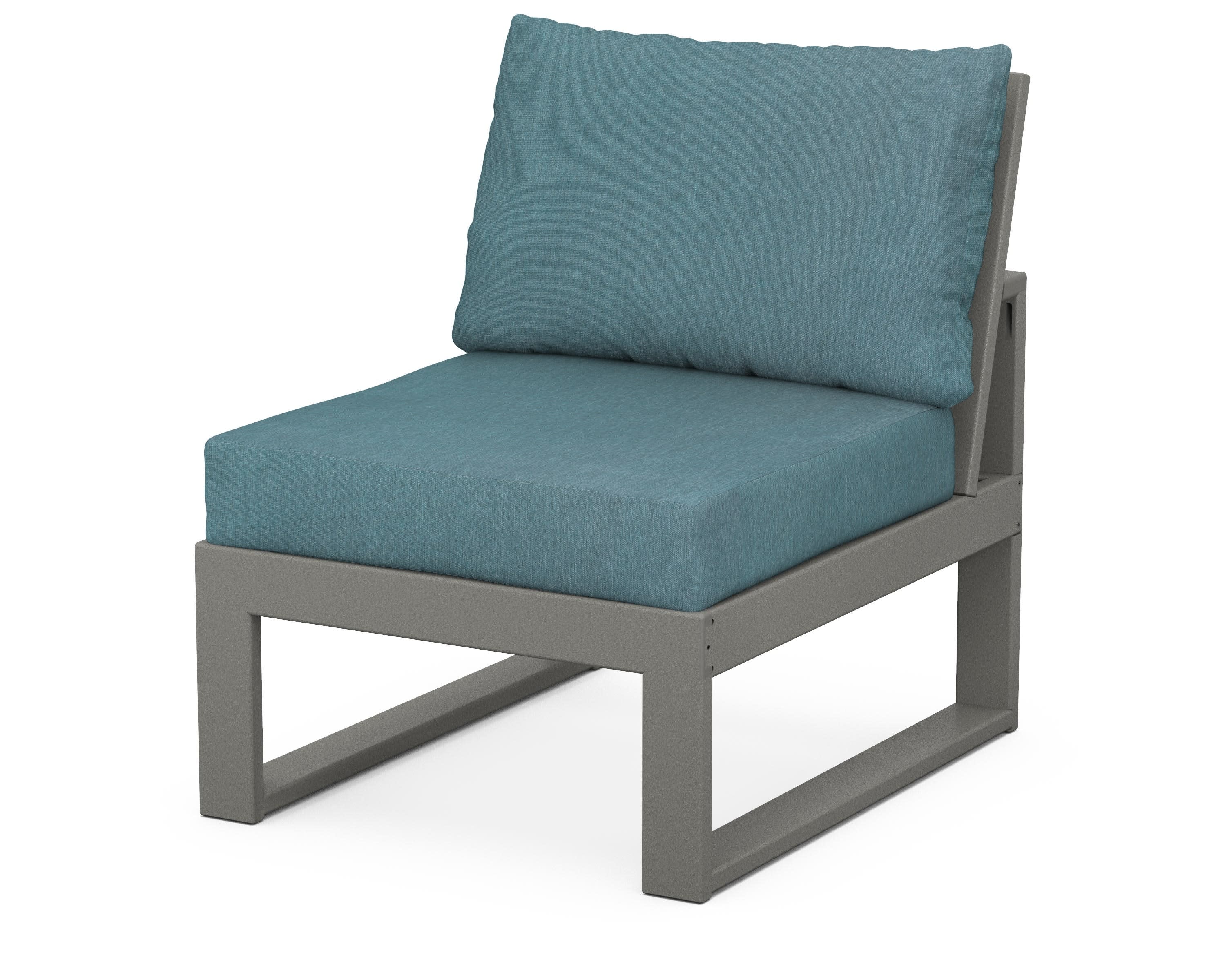Modular Armless Chair in Slate Grey / Ocean Teal