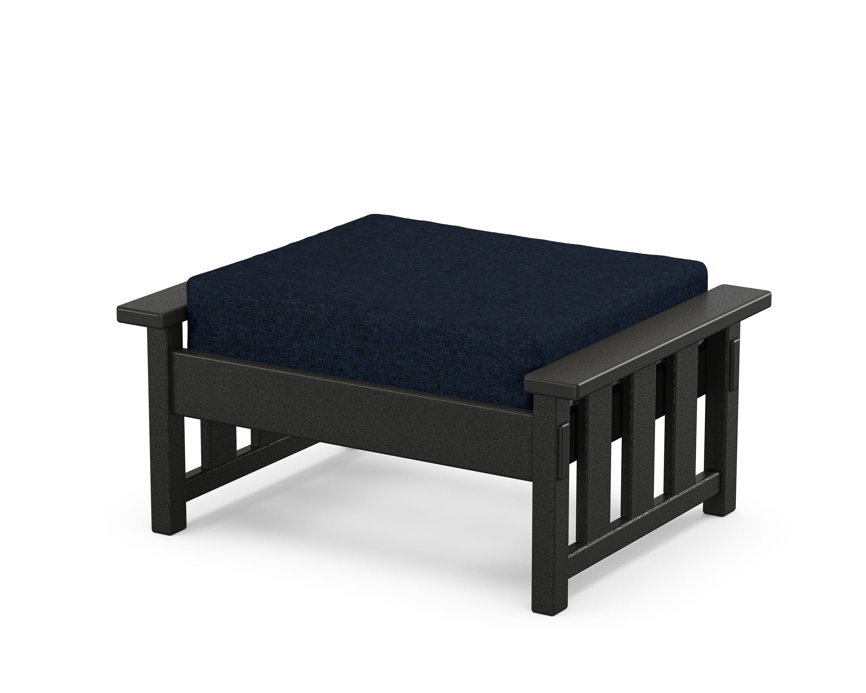 Acadia Deep Seating Ottoman in Black / Marine Indigo