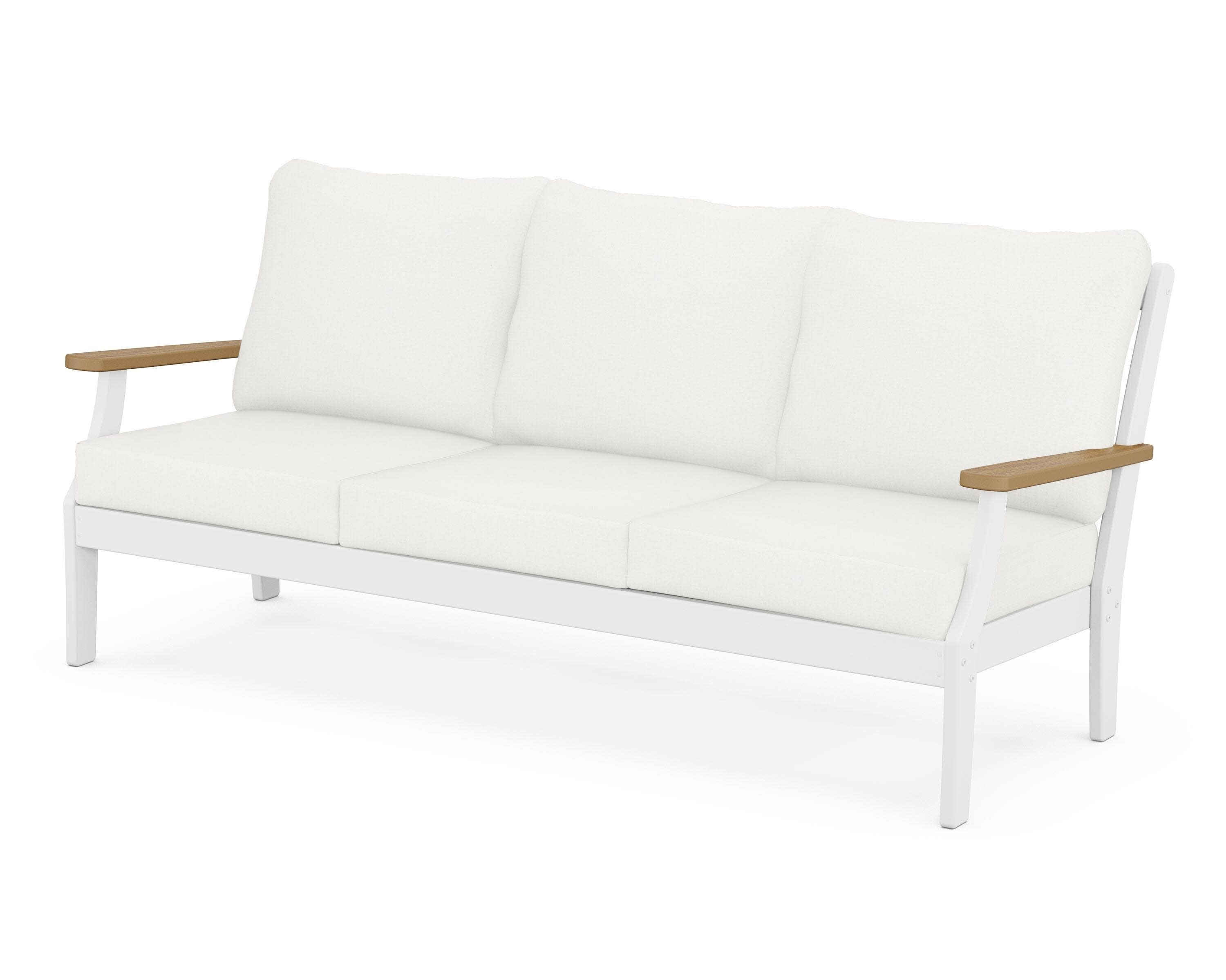 Braxton Deep Seating Sofa in White / Natural / Natural Linen