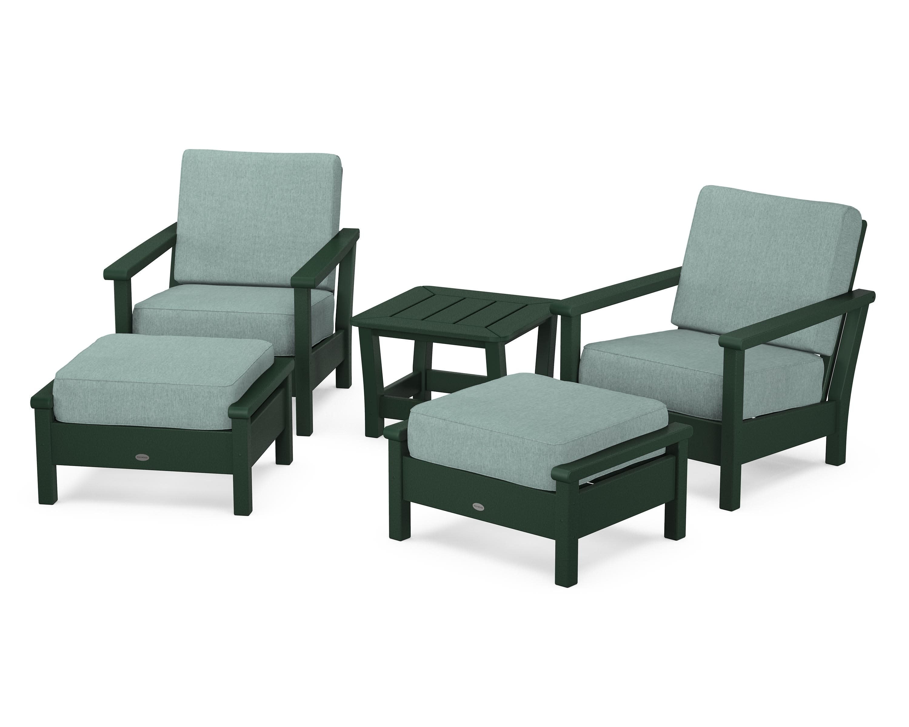 Harbour 5-Piece Deep Seating Chair Set in Green / Glacier Spa