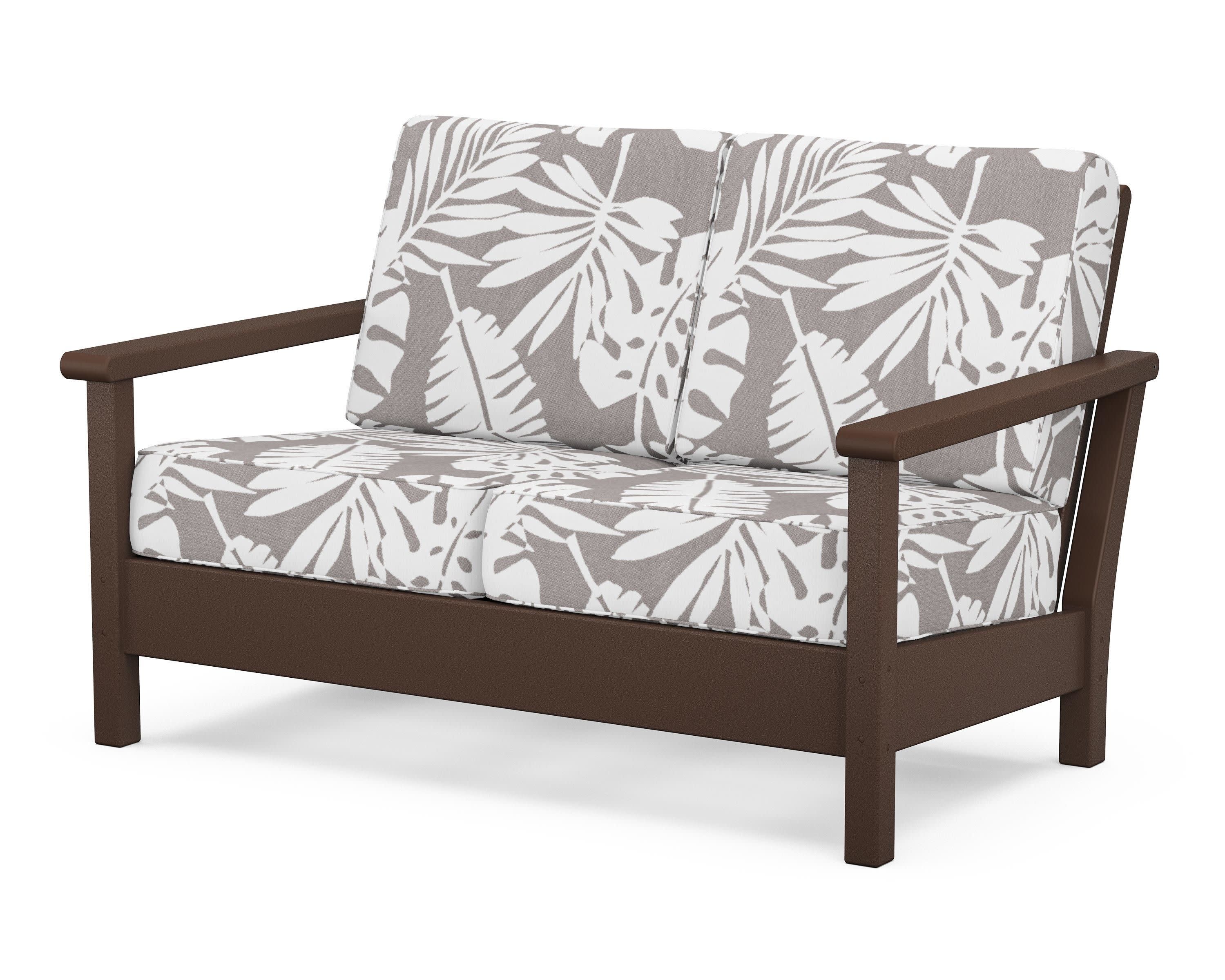 Harbour Deep Seating Loveseat in Mahogany / Leaf Grey Mist