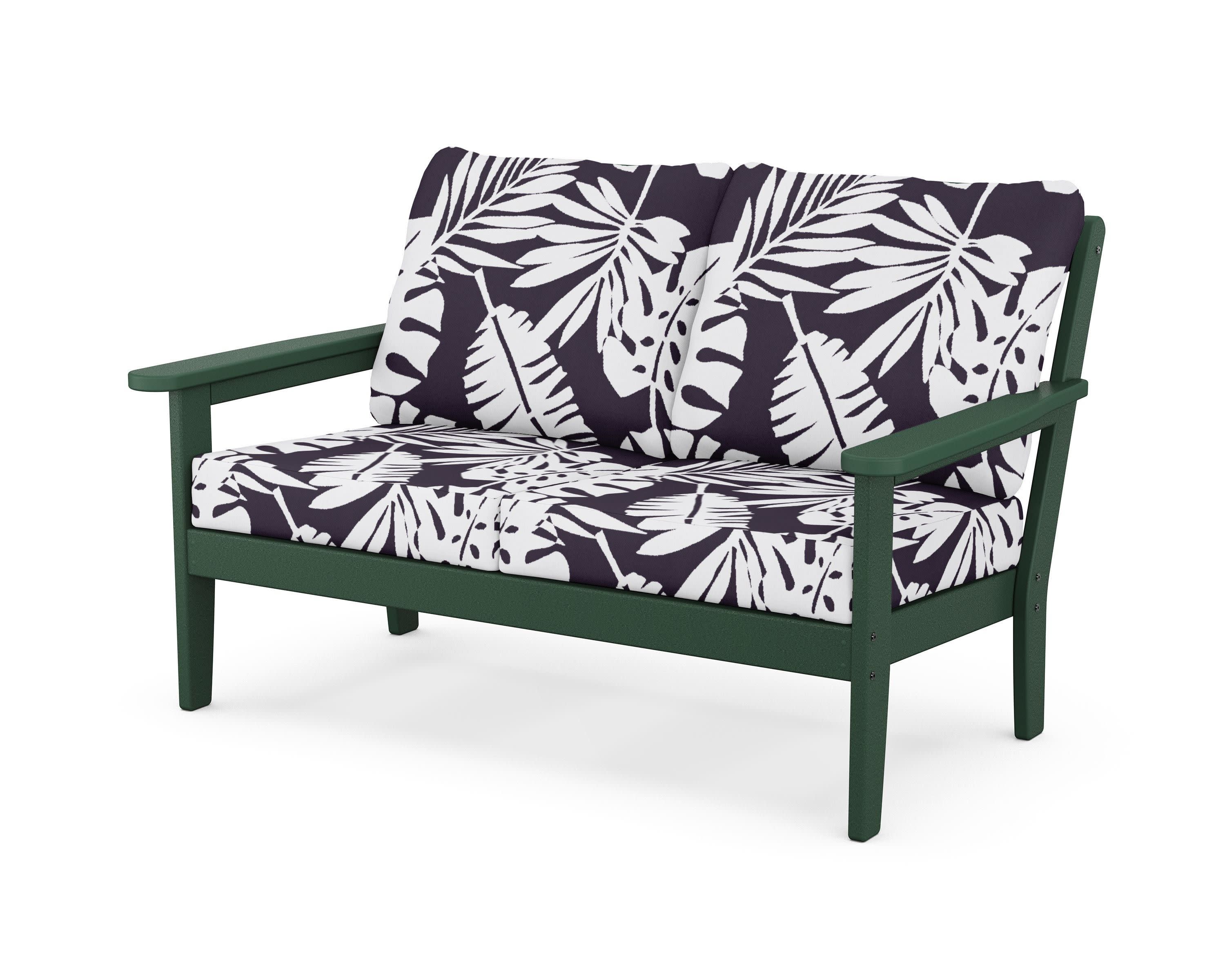 Cottage Deep Seating Loveseat in Green / Leaf Navy