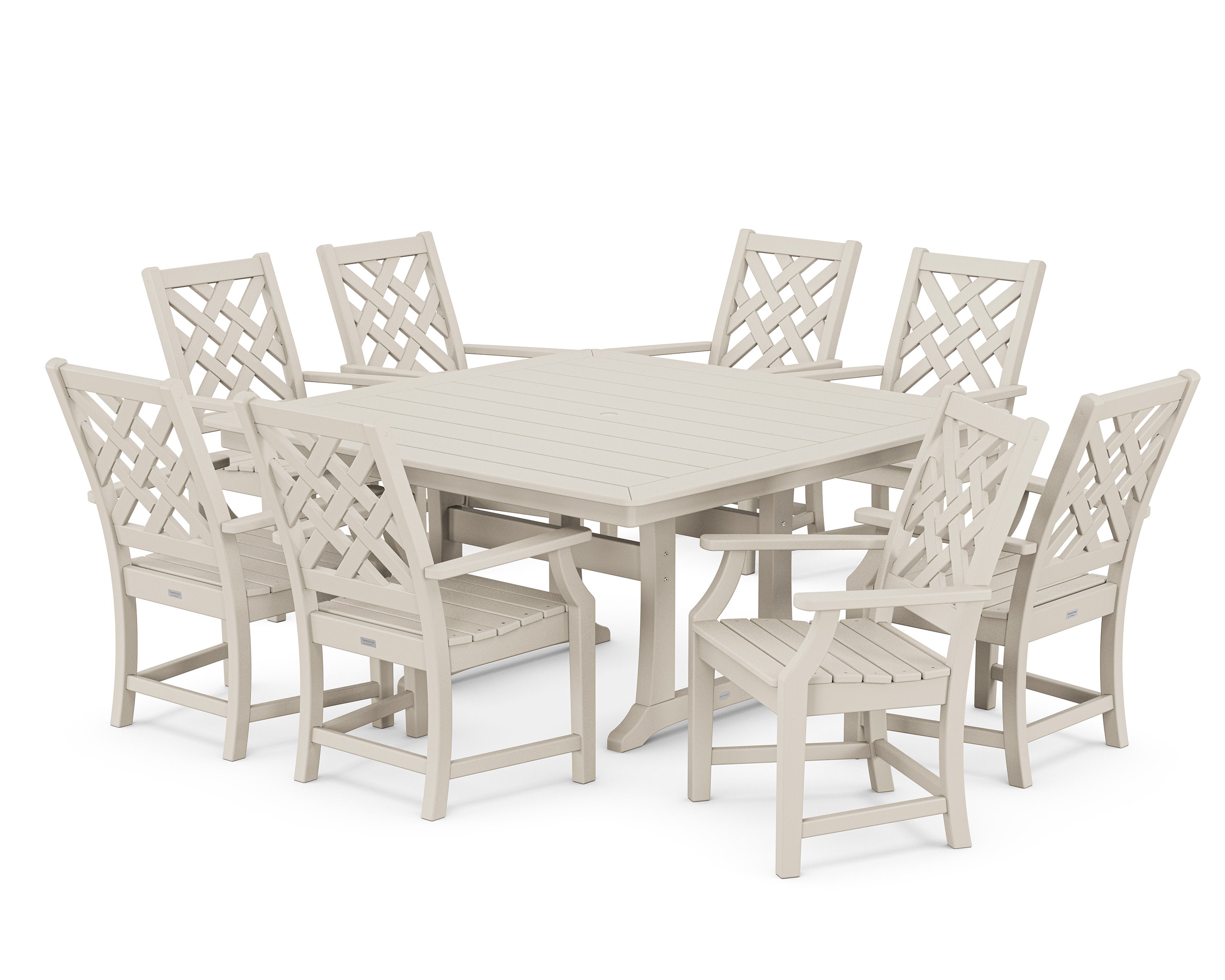Wovendale 9-Piece Square Dining Set with Trestle Legs in Sand
