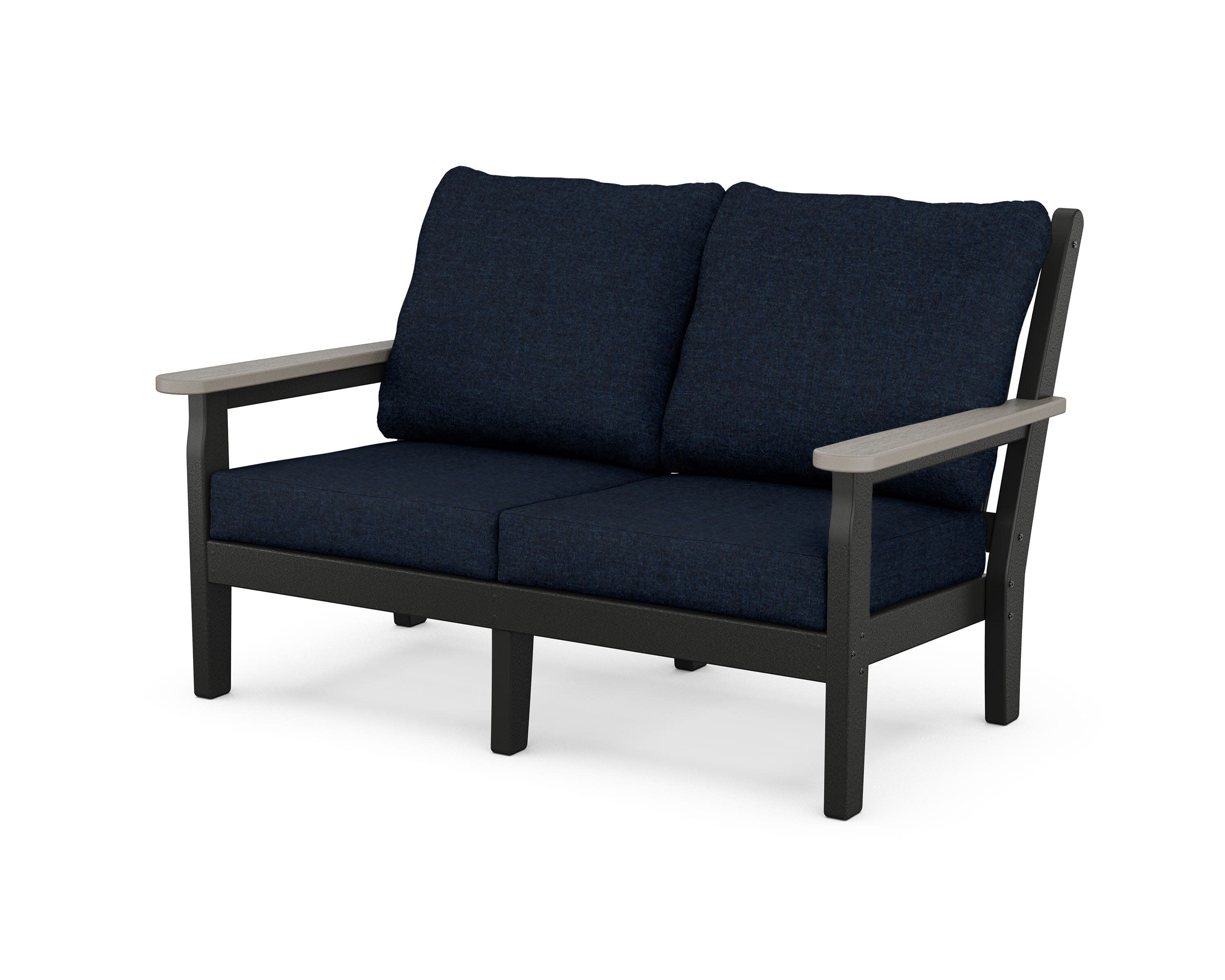 Chippendale Deep Seating Loveseat in Black / Driftwood / Marine Indigo