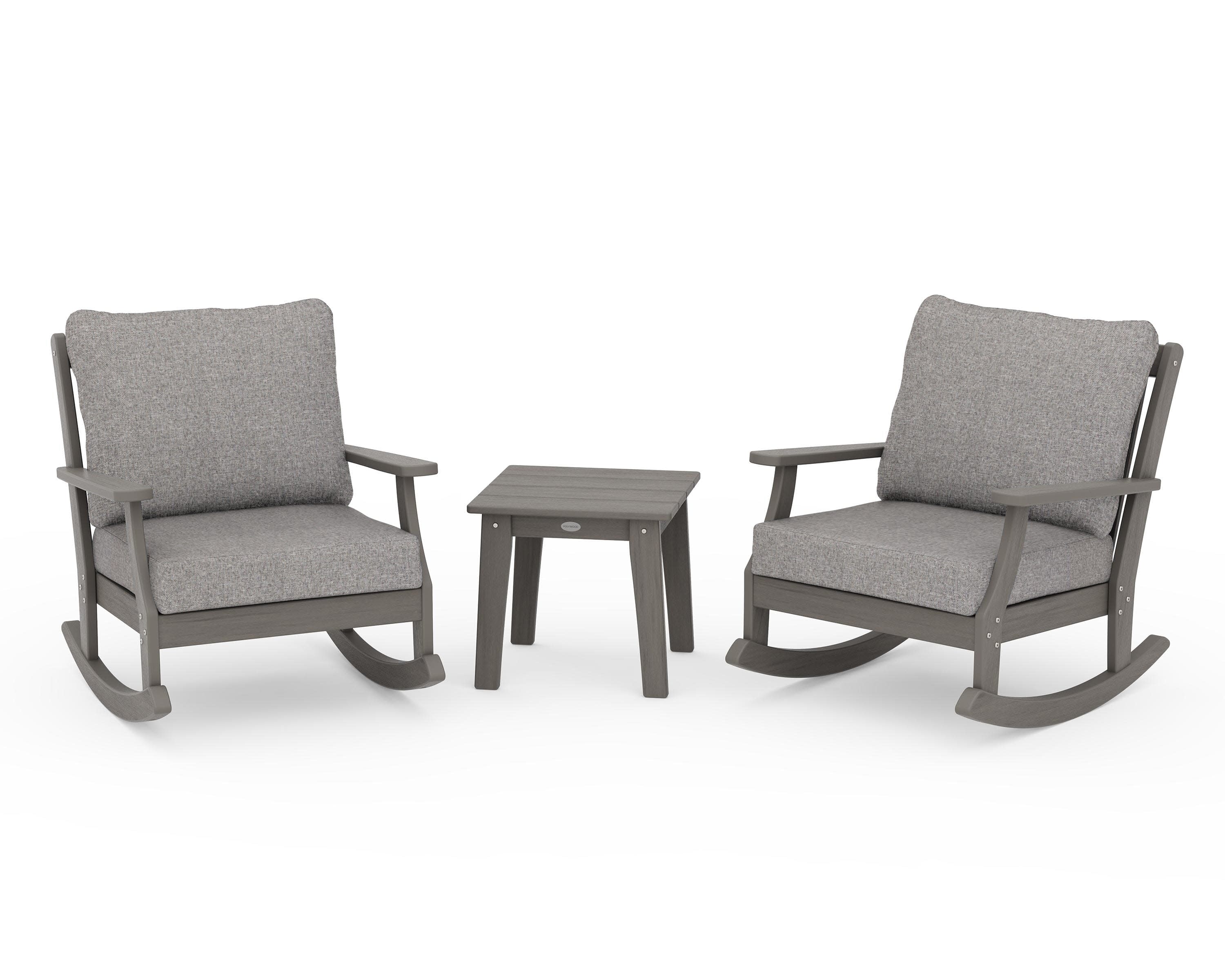 Braxton 3-Piece Deep Seating Rocker Set in Driftwood / Grey Mist