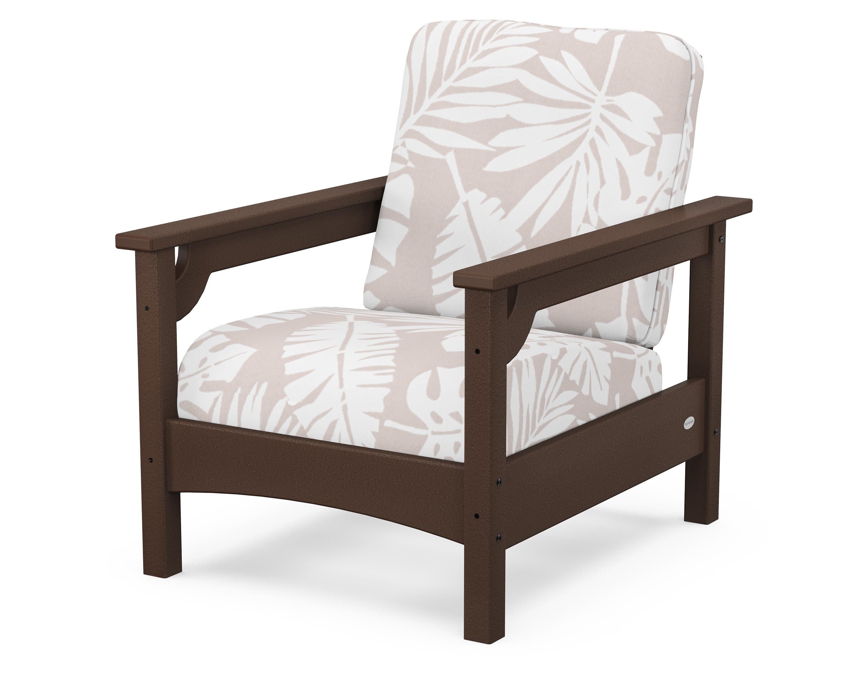 Club Chair in Mahogany / Leaf Dune Burlap