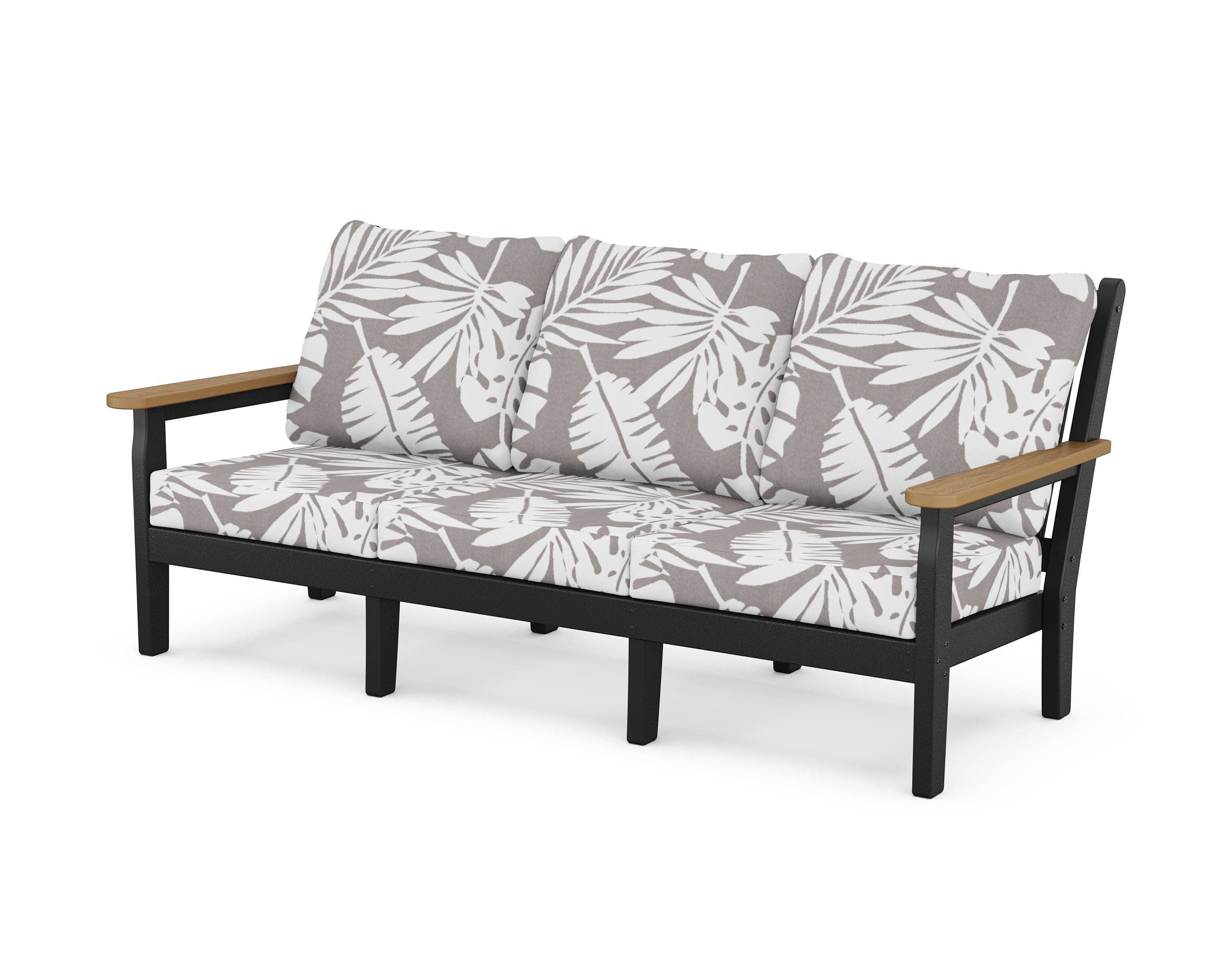 Chippendale Deep Seating Sofa in Black / Natural / Leaf Grey Mist