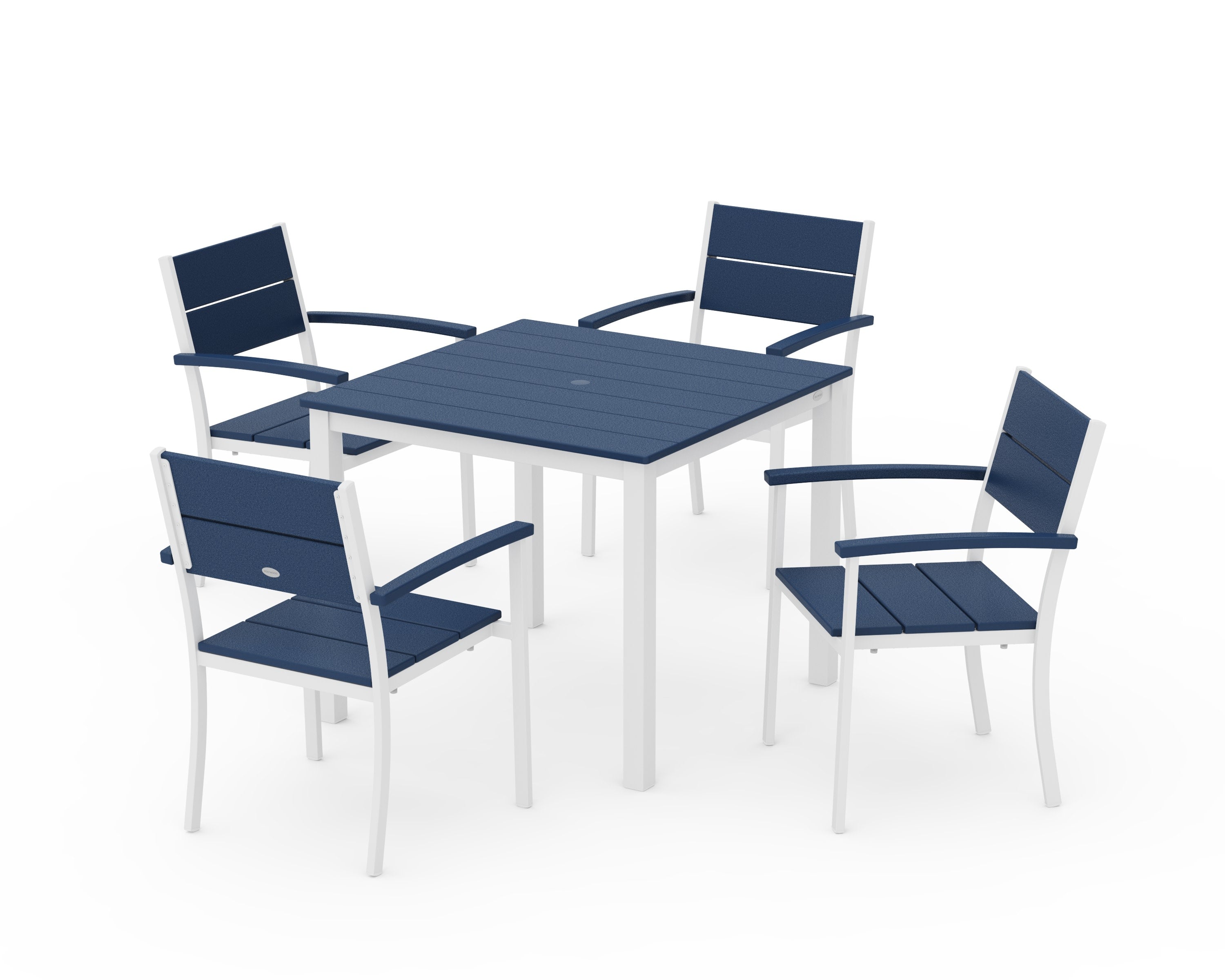 Main Street 5-Piece Dining Set in White / Navy