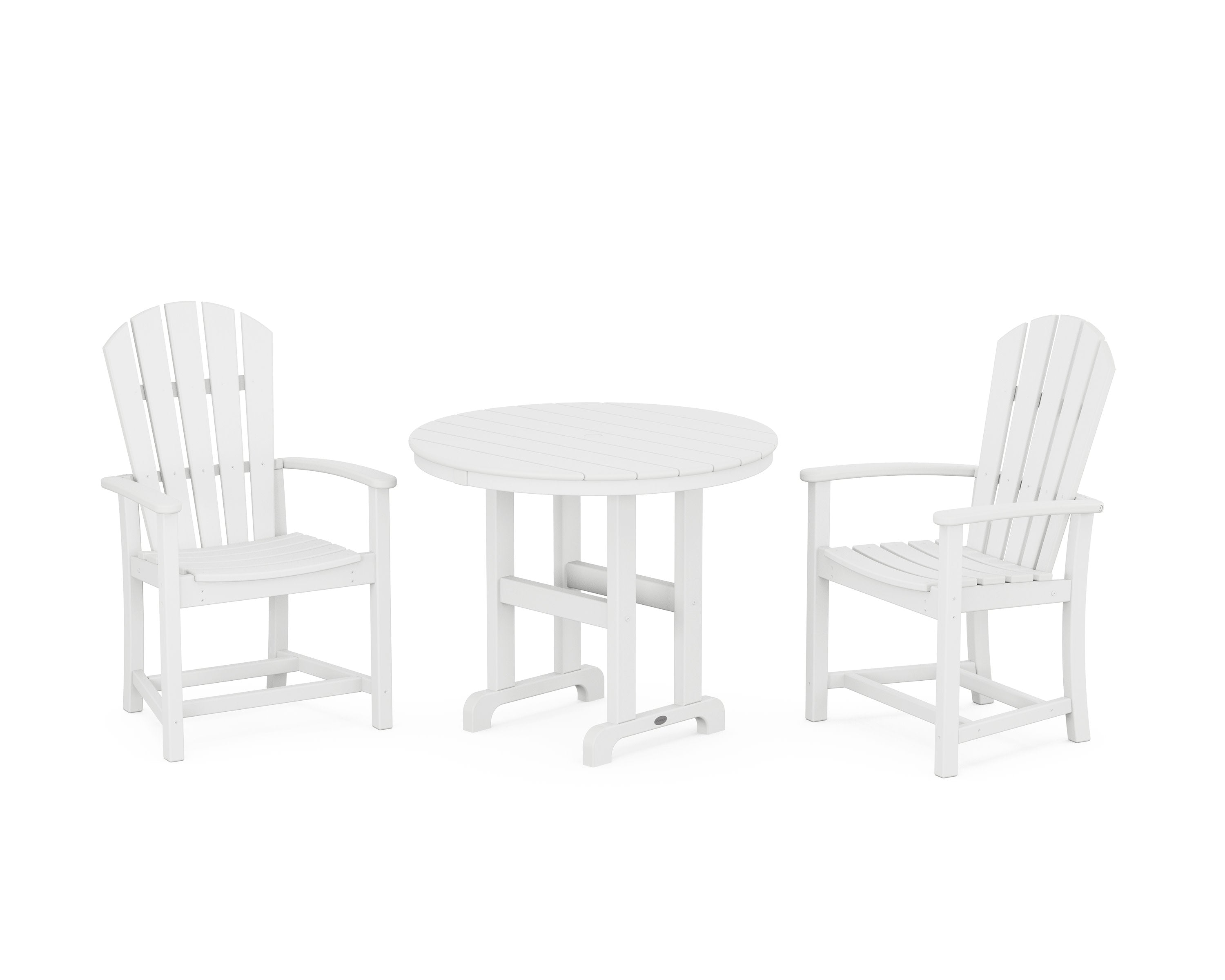 Palm Coast 3-Piece Round Farmhouse Dining Set in White