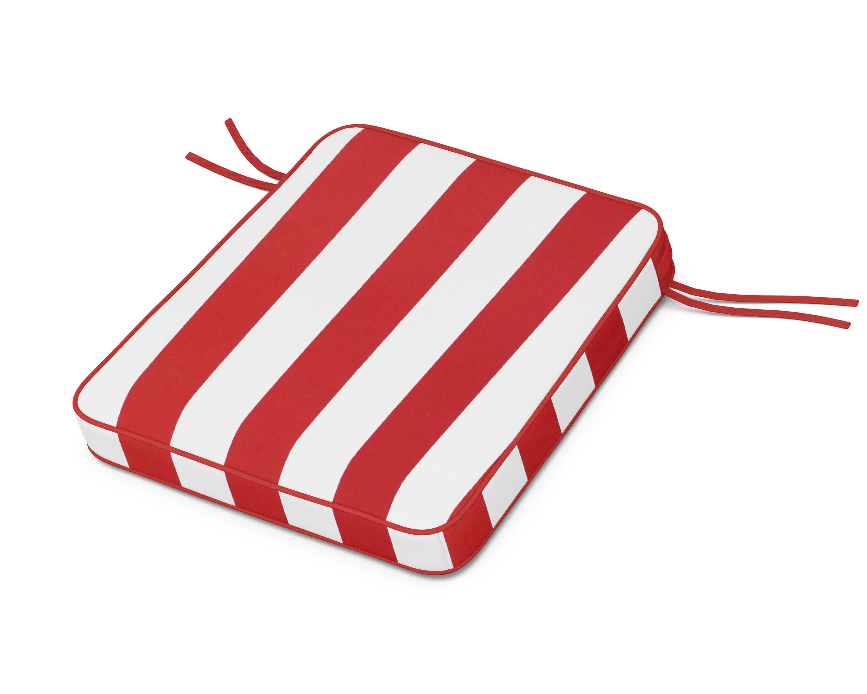 Chinoiserie Rocker Seat Cushion in Cabana Stripe Crimson