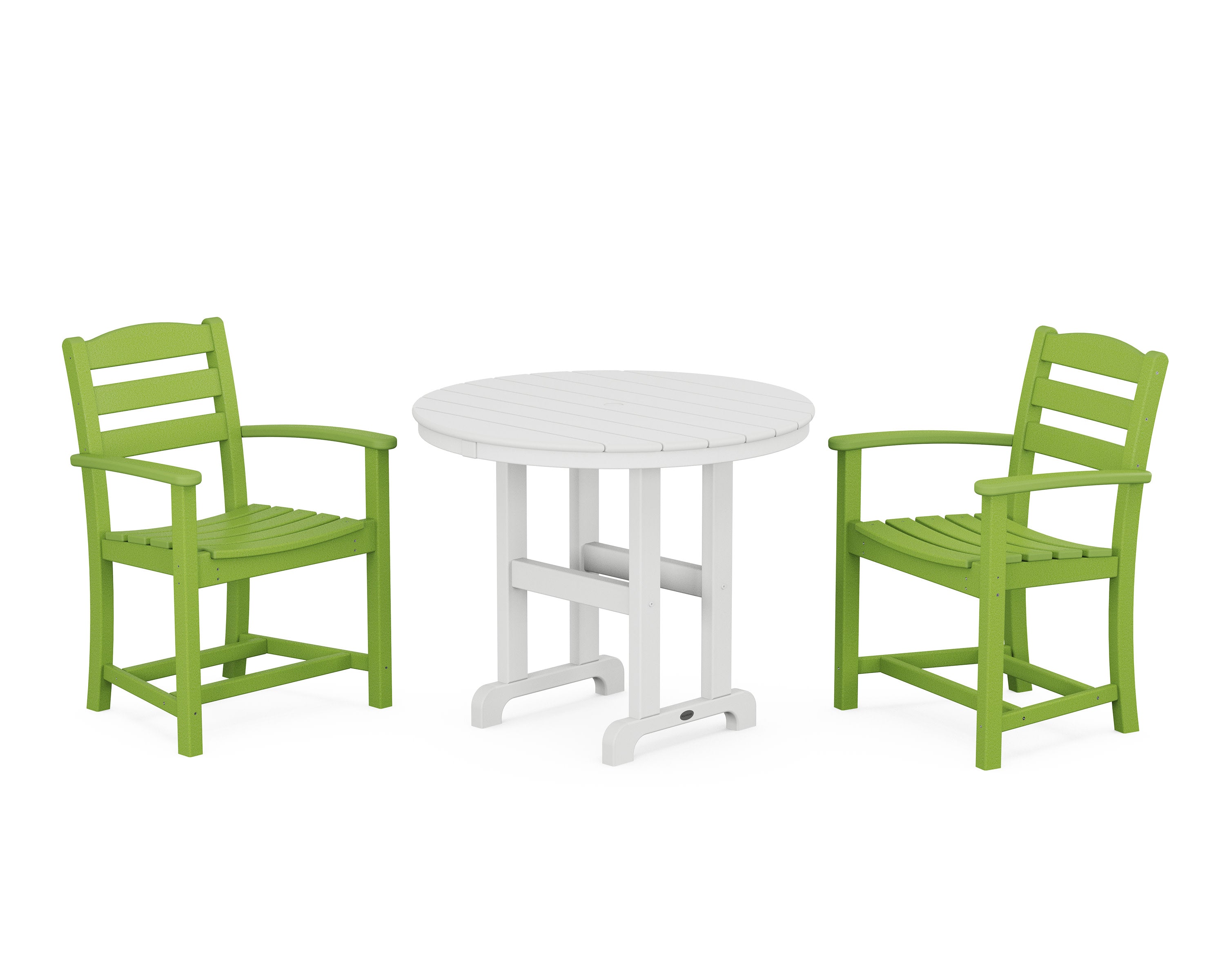 La Casa Caf 3-Piece Round Dining Set in Lime / White