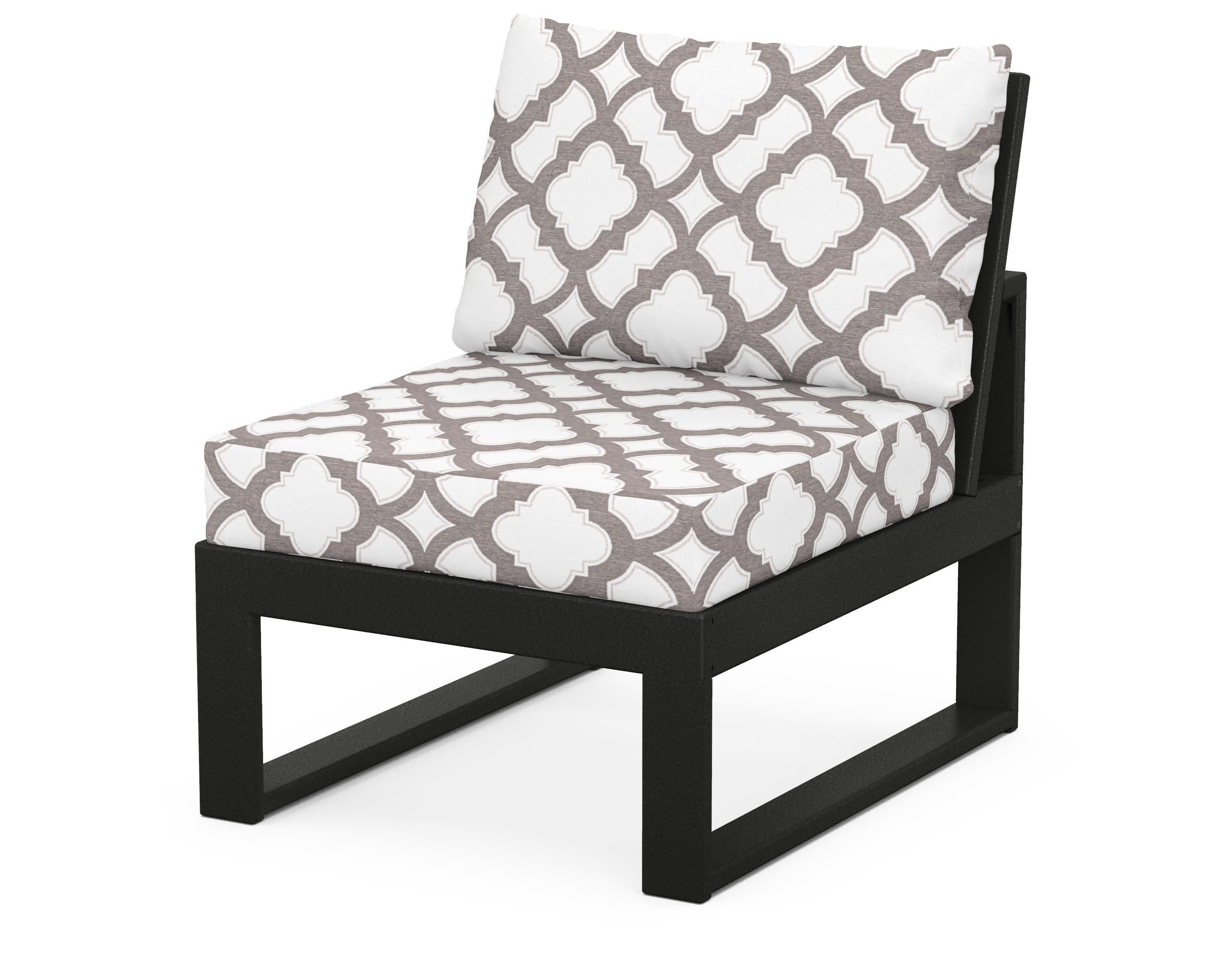 Modular Armless Chair in Black / Trellis Grey Mist