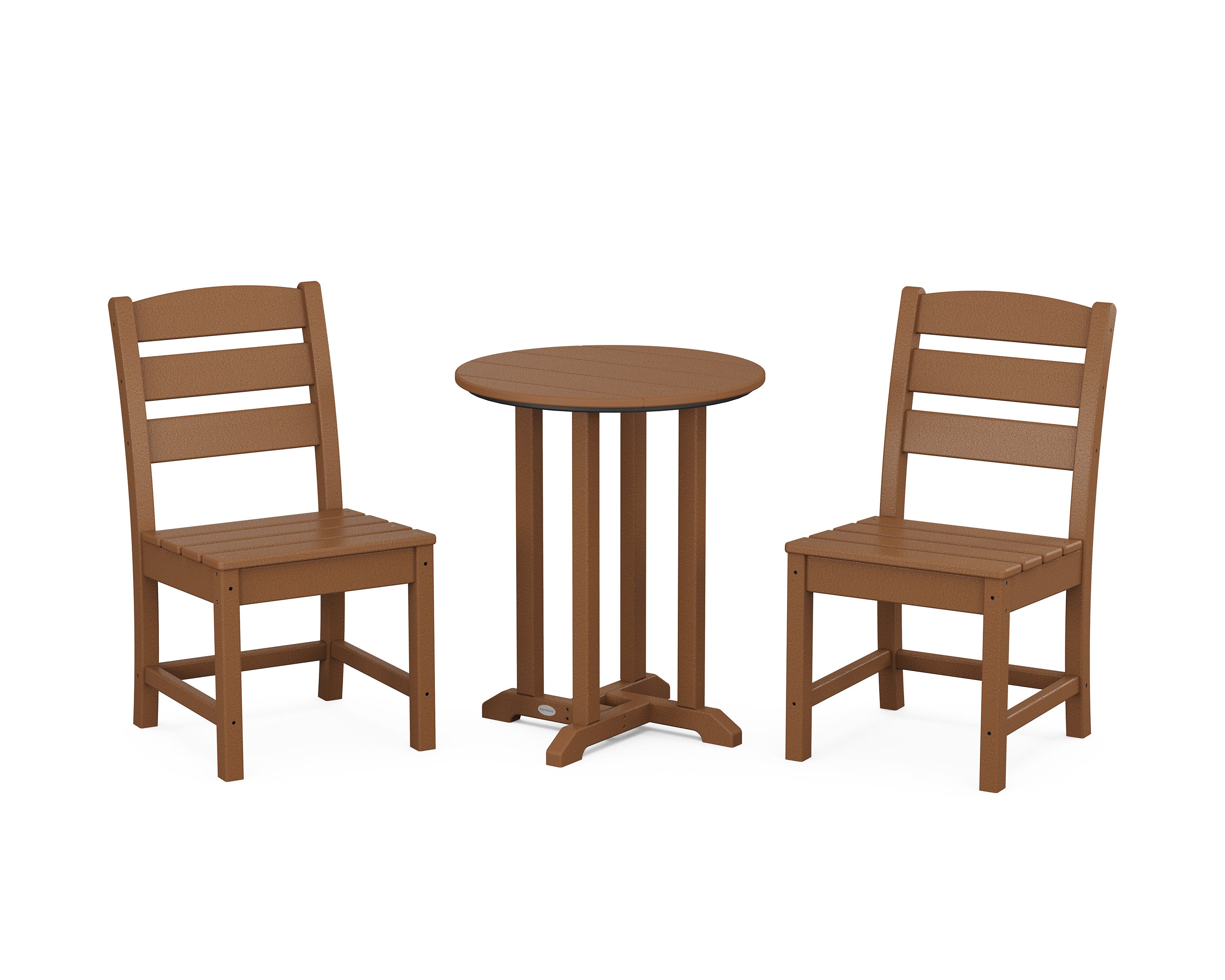 Lakeside Side Chair 3-Piece Round Bistro Dining Set in Teak