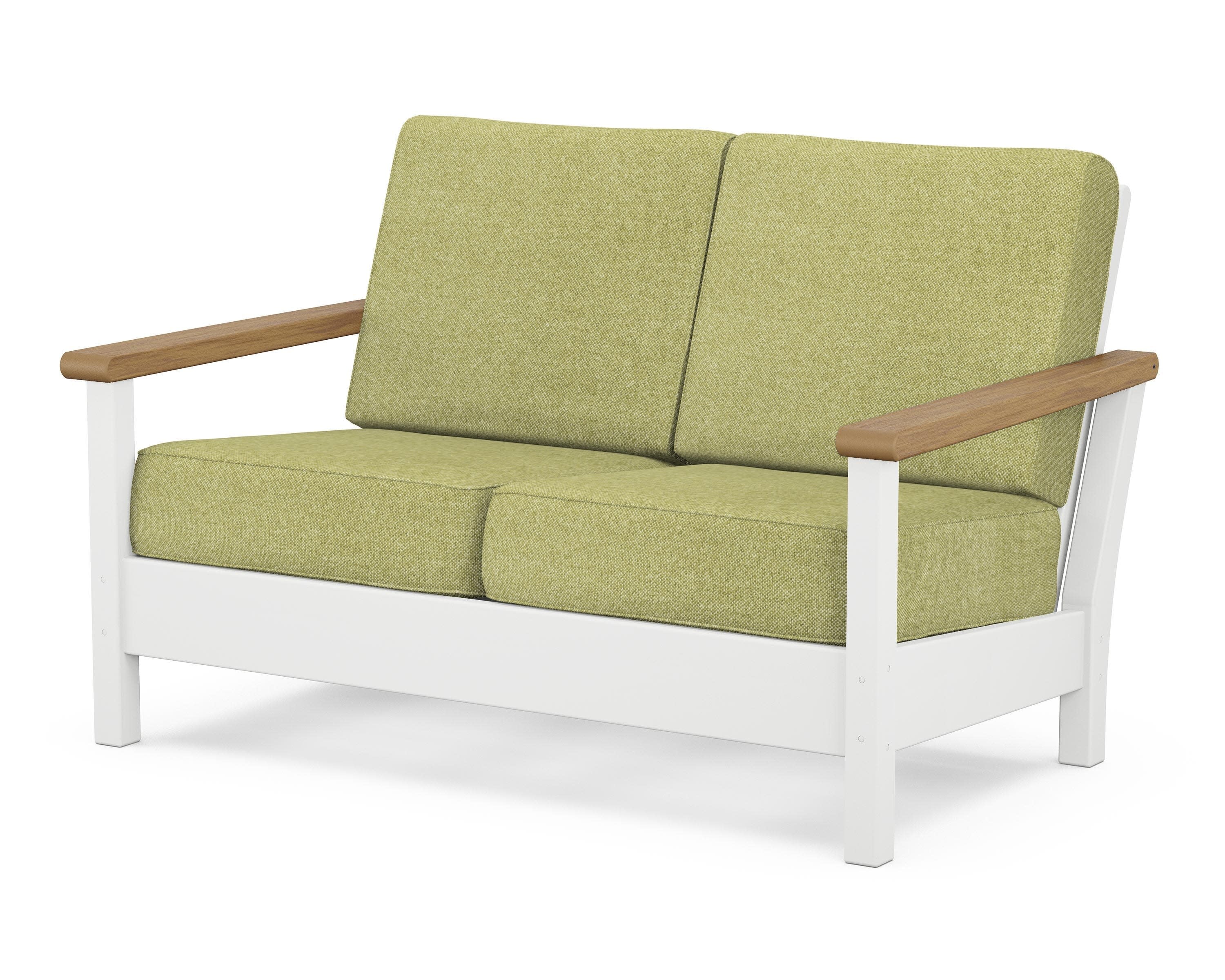 Harbour Deep Seating Loveseat in White / Natural / Chartreuse Boucle