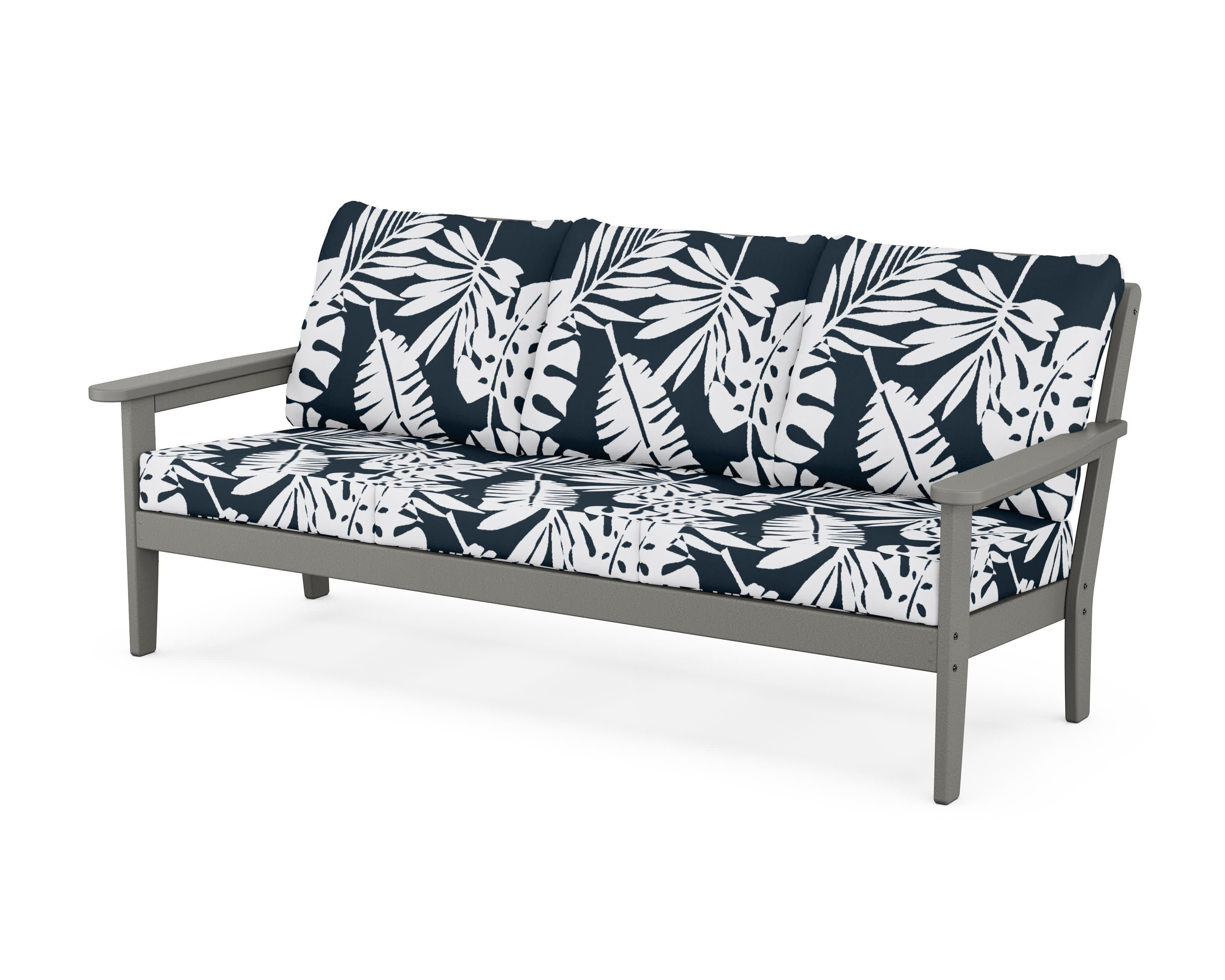 Cottage Deep Seating Sofa in Slate Grey / Leaf Marine Indigo