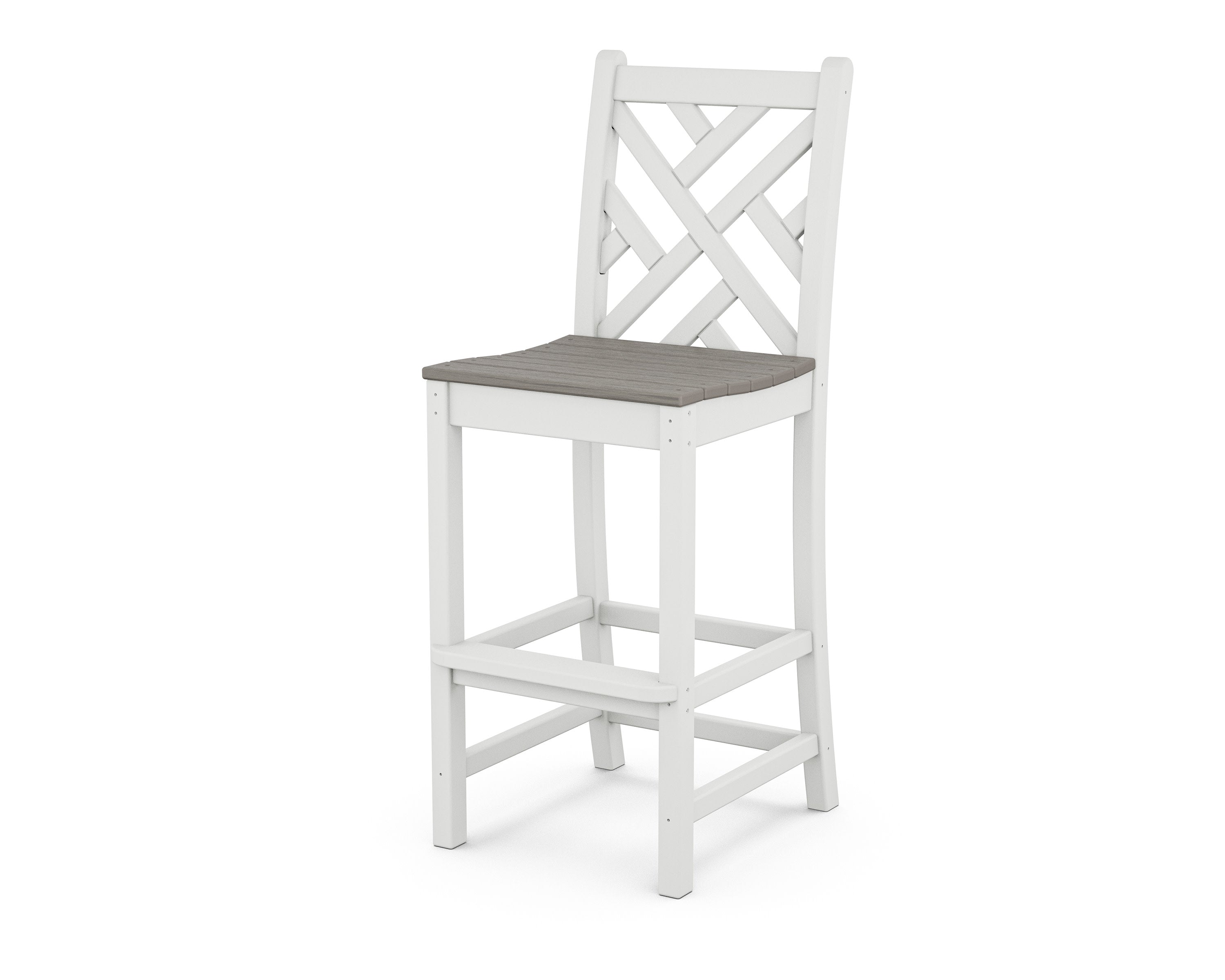 Chippendale Bar Side Chair in White / Driftwood