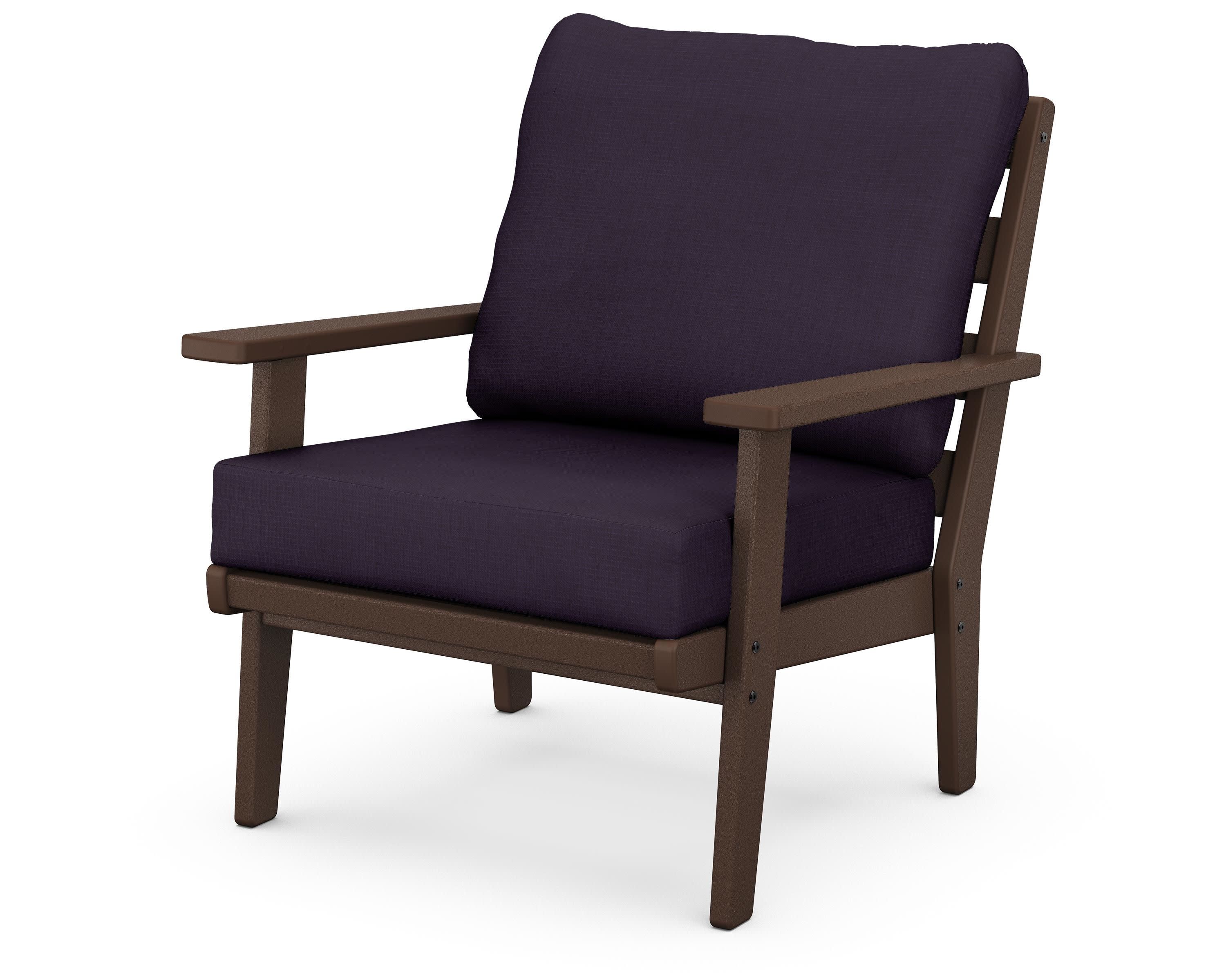 Grant Park Deep Seating Chair in Mahogany / Navy Linen