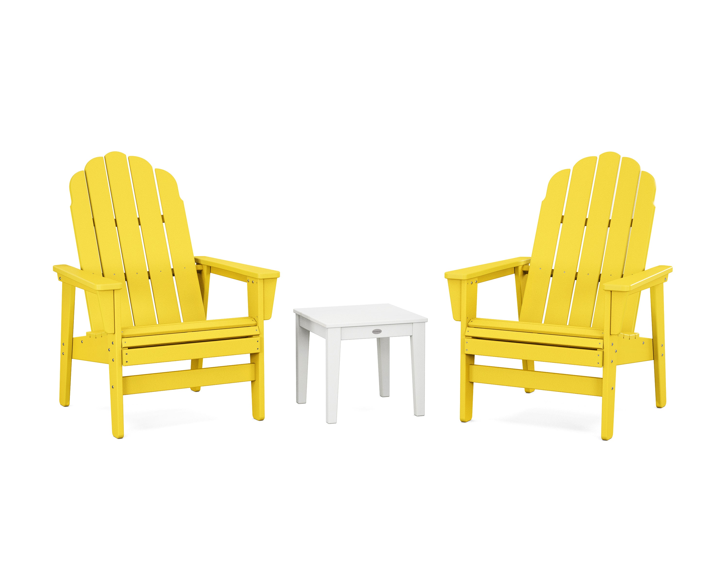 3-Piece Vineyard Grand Upright Adirondack Set in Lemon / White