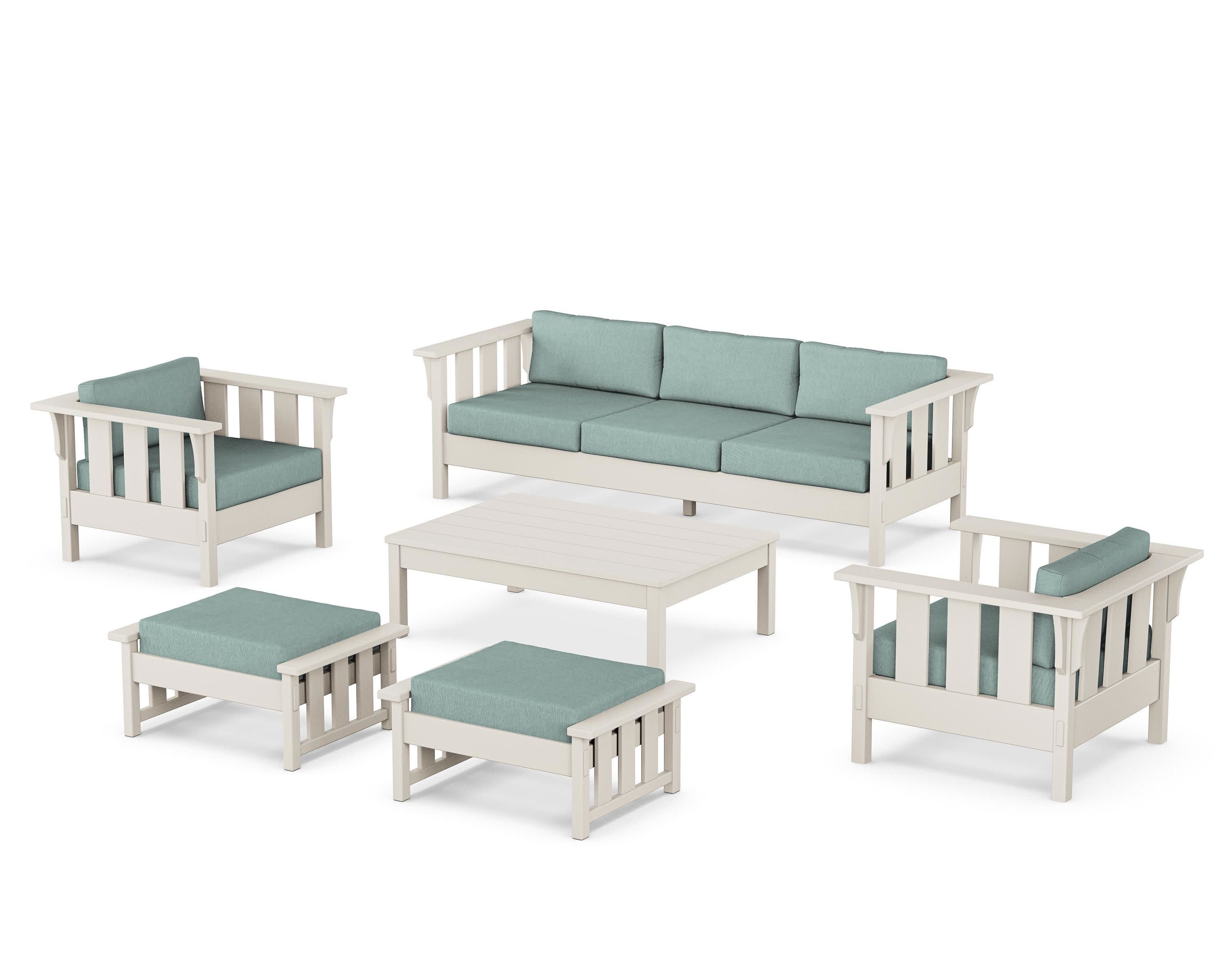 Acadia 6-Piece Lounge Sofa Set in Sand / Glacier Spa