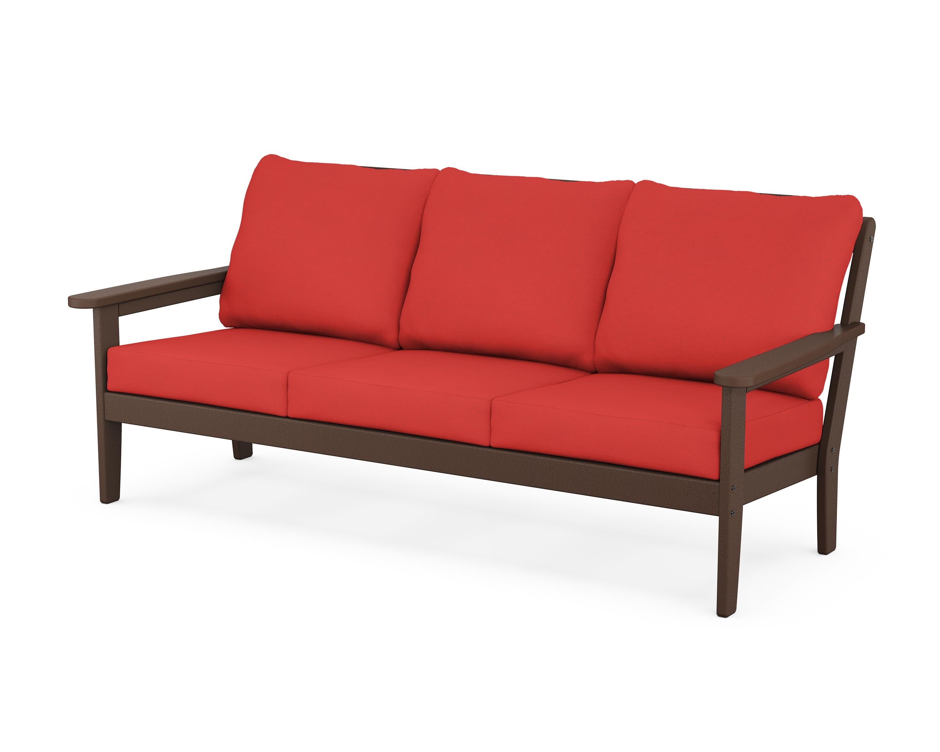 Cottage Deep Seating Sofa in Mahogany / Crimson Linen