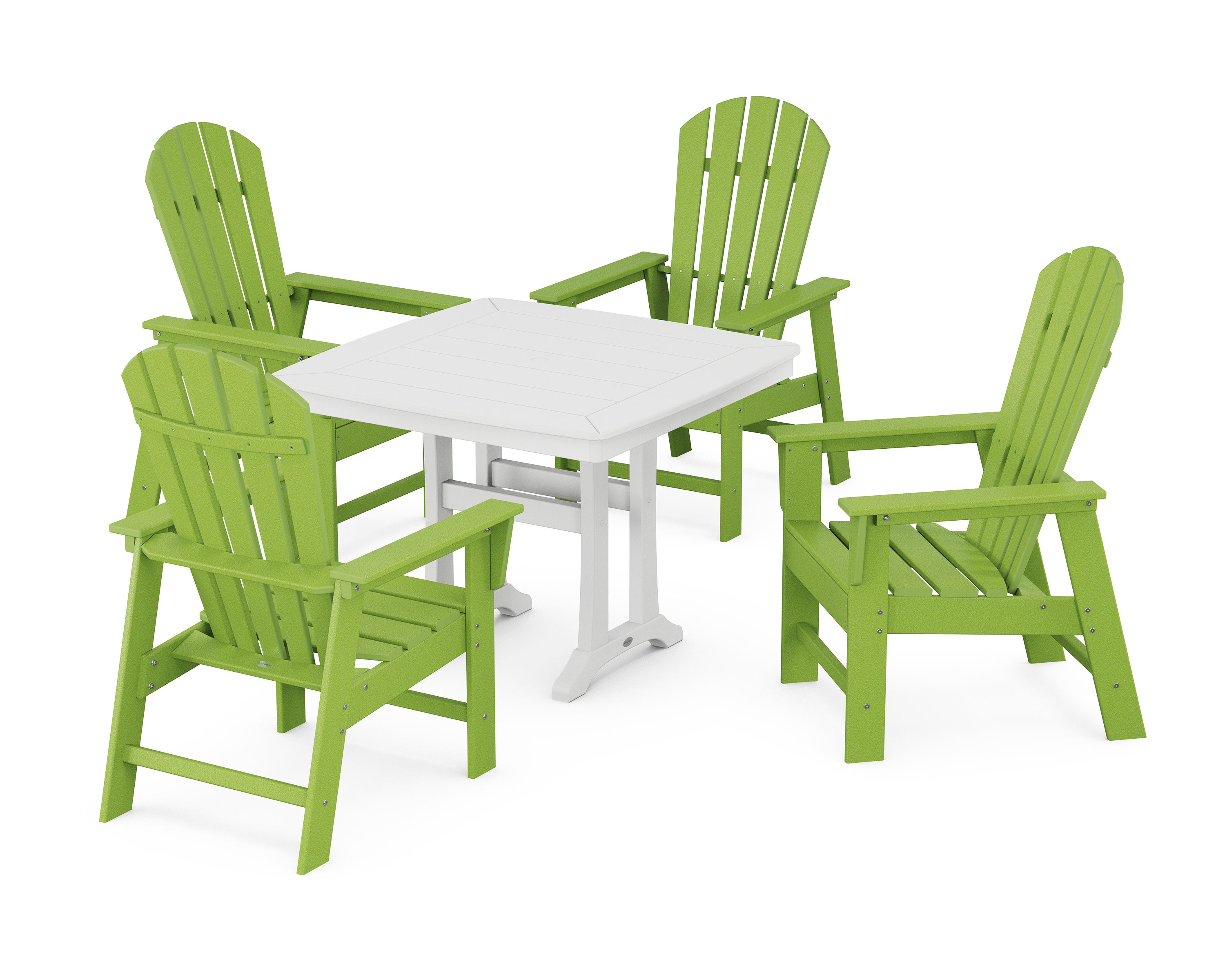 South Beach 5-Piece Dining Set with Trestle Legs in Lime / White